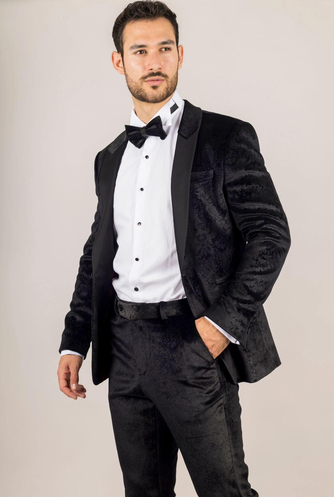 3 Piece Suit Velvet Paisley Shawl Collar Tailored Fit Wedding Tuxedo
