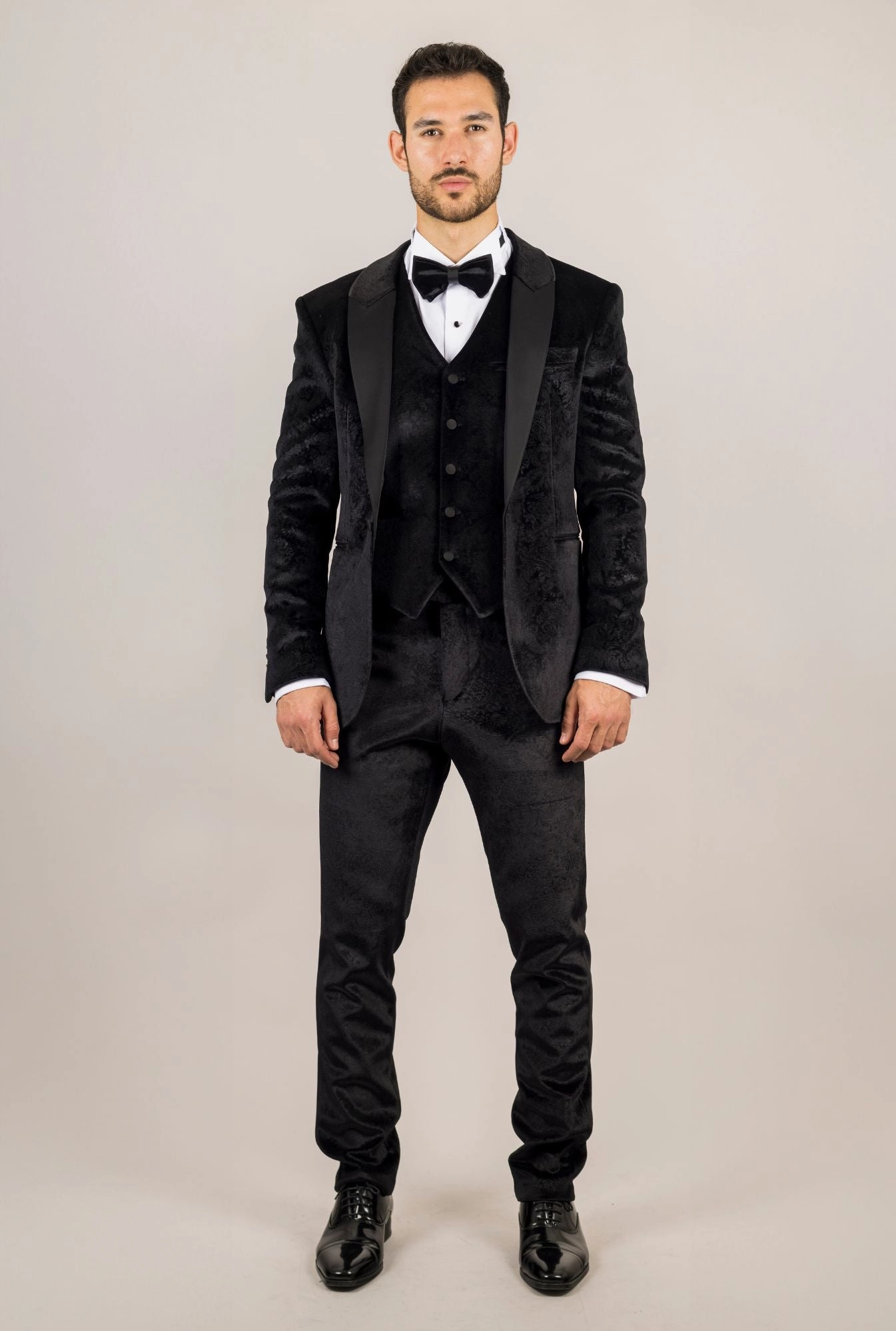 3 Piece Suit Velvet Paisley Shawl Collar Tailored Fit Wedding Tuxedo