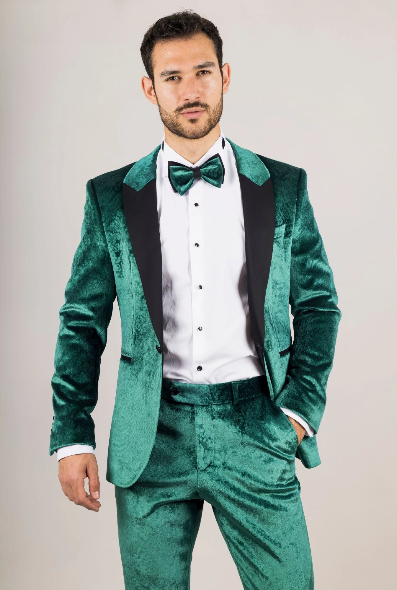 3 Piece Suit Velvet Paisley Shawl Collar Tailored Fit Wedding Tuxedo