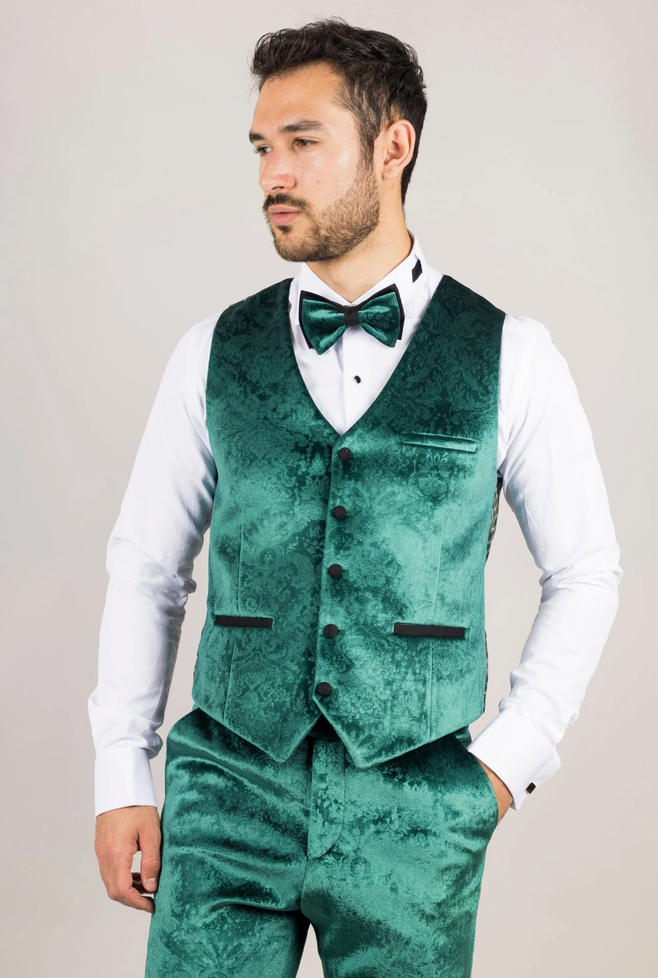 3 Piece Suit Velvet Paisley Shawl Collar Tailored Fit Wedding Tuxedo