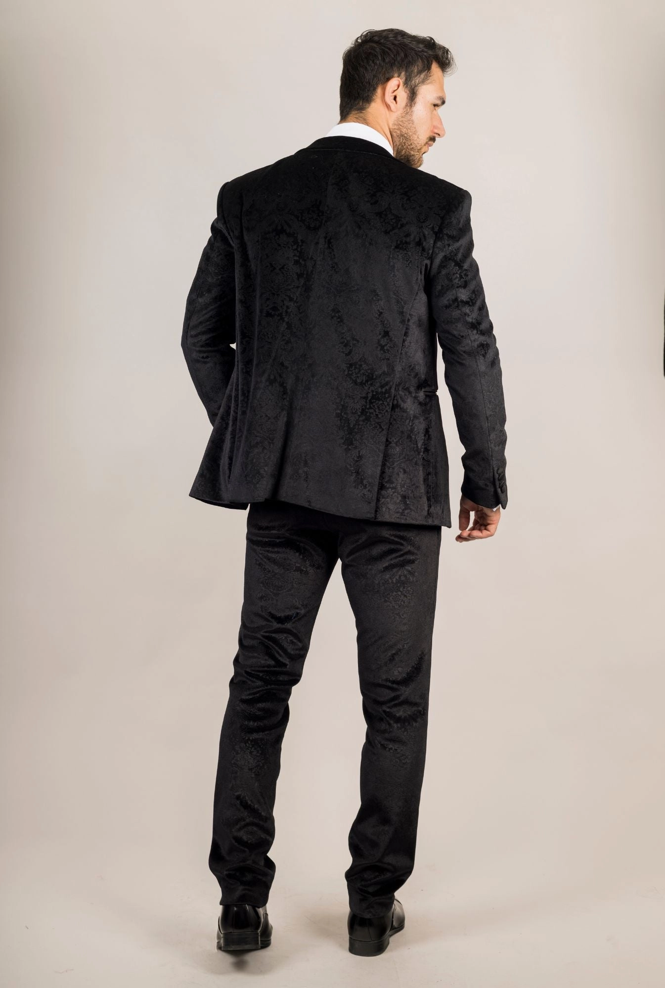 3 Piece Suit Velvet Paisley Shawl Collar Tailored Fit Wedding Tuxedo