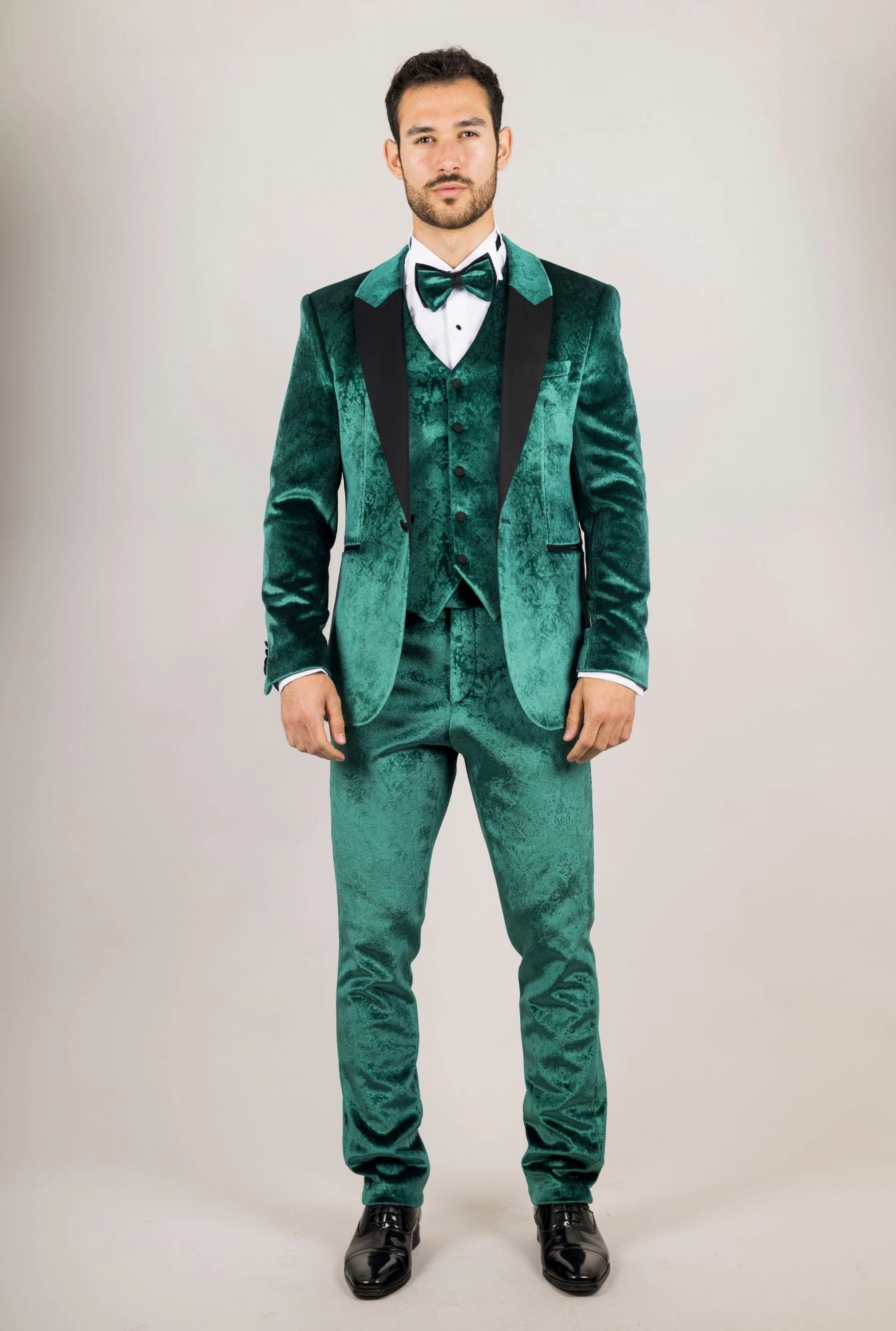 3 Piece Suit Velvet Paisley Shawl Collar Tailored Fit Wedding Tuxedo
