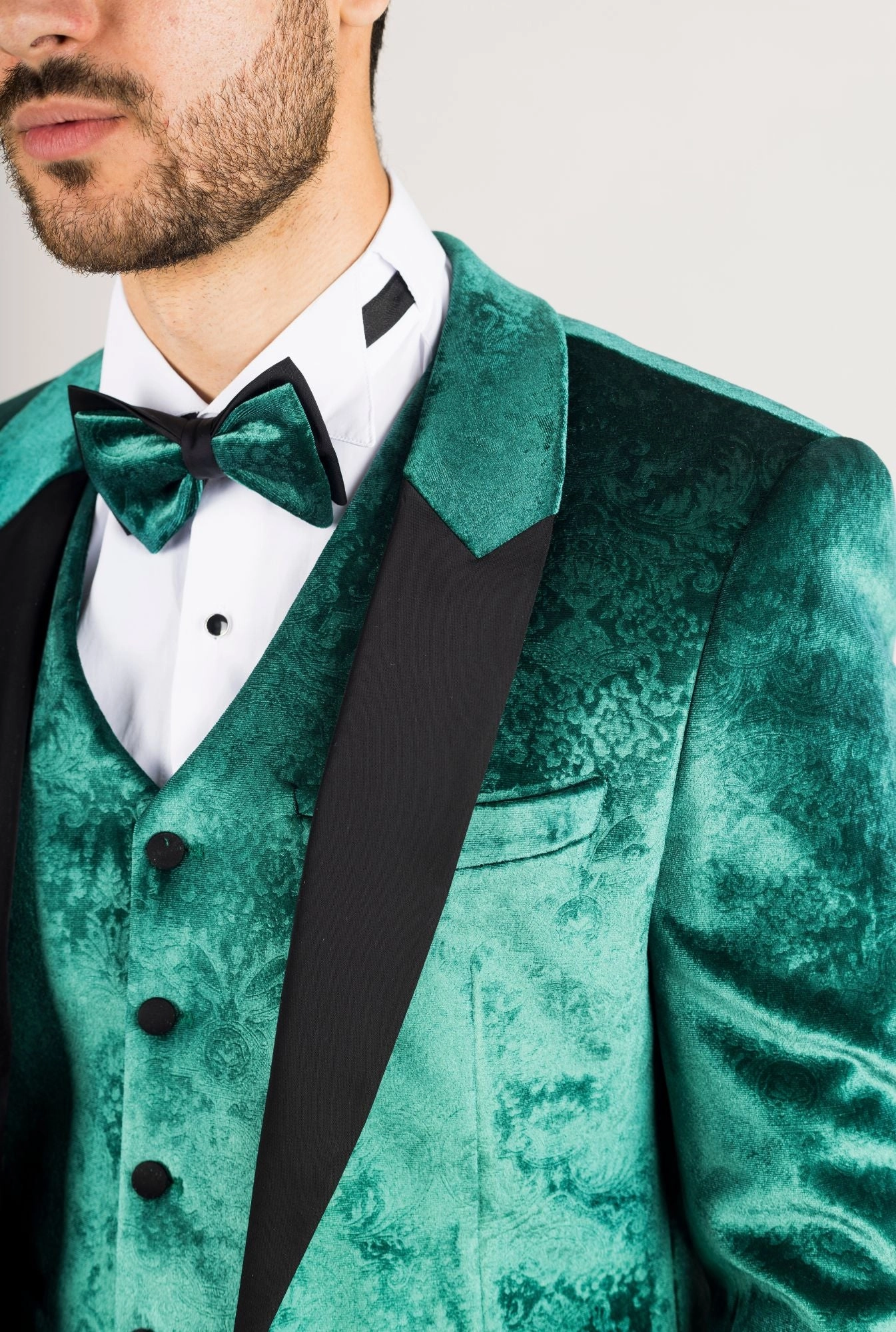 3 Piece Suit Velvet Paisley Shawl Collar Tailored Fit Wedding Tuxedo