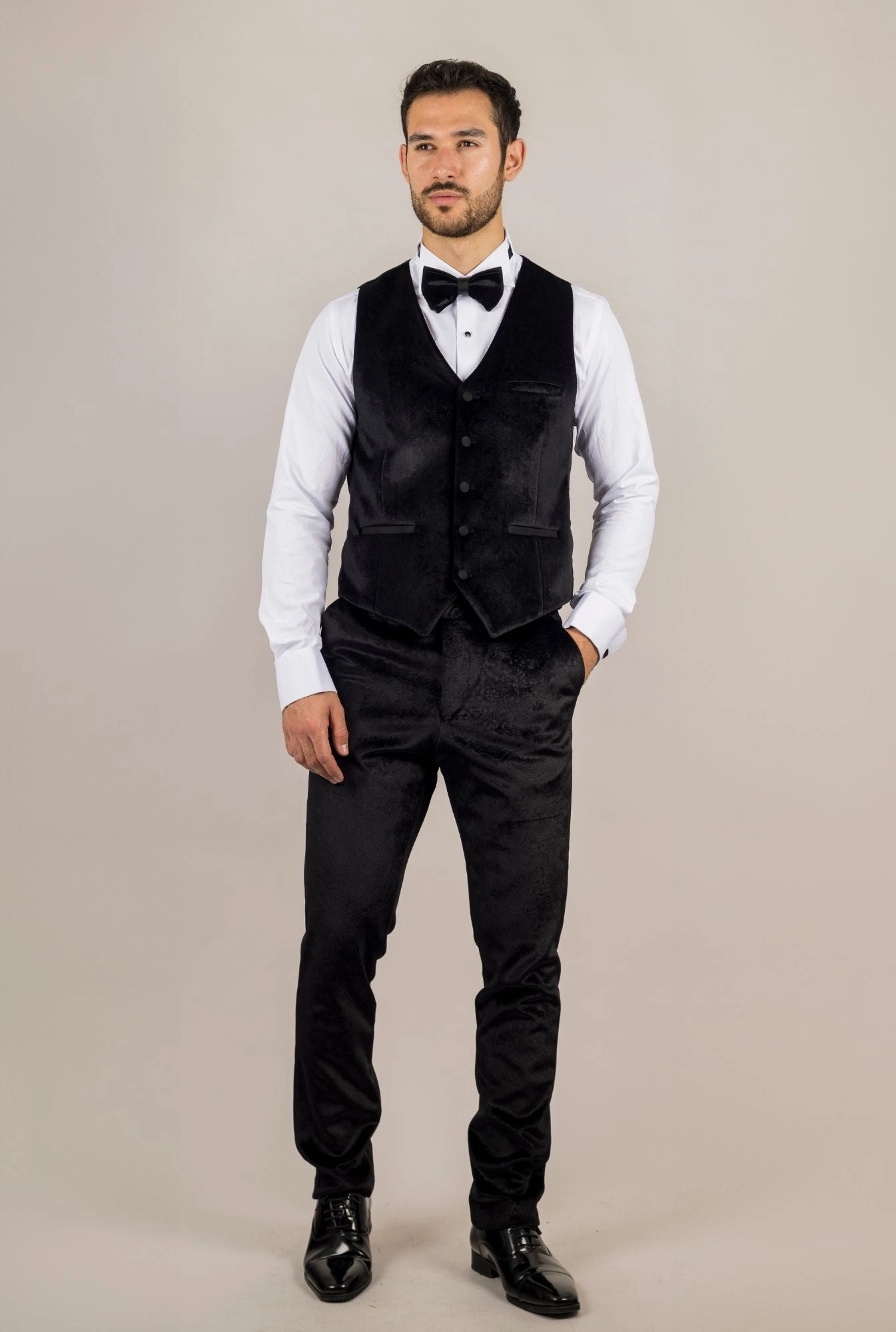 3 Piece Suit Velvet Paisley Shawl Collar Tailored Fit Wedding Tuxedo