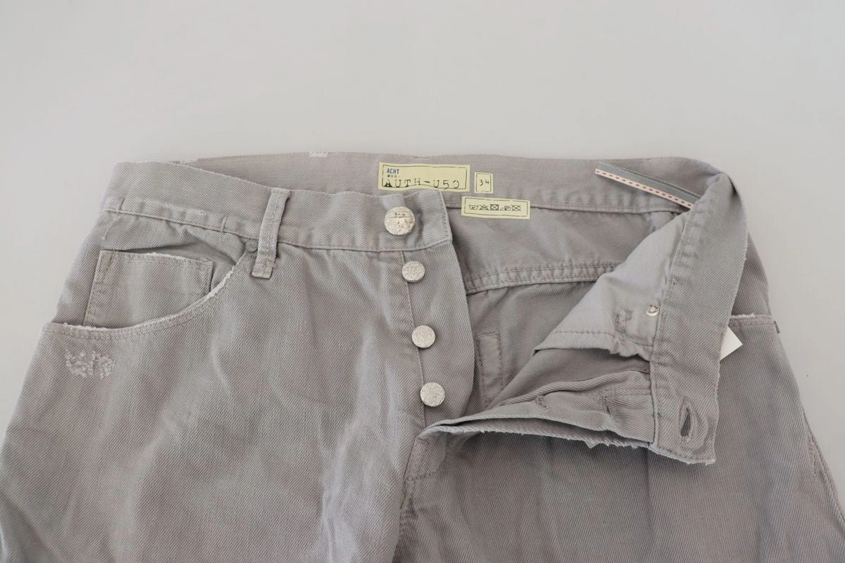 Acht  Cotton Straight Fit Folded Hem Casual blue Men's Jeans