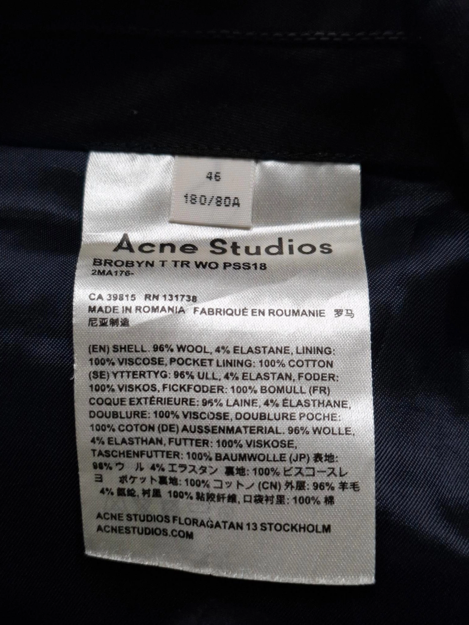 Acne Studios Brobyn Trousers in Black Cotton