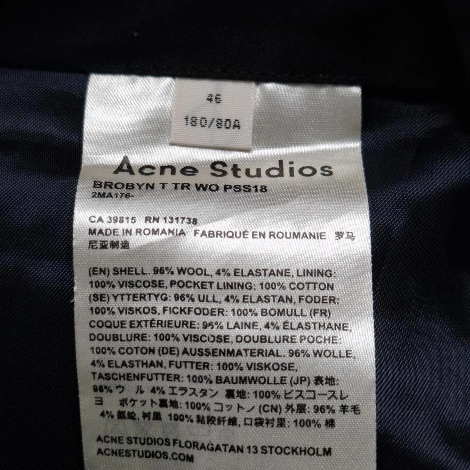 Acne Studios Brobyn Trousers in Black Cotton