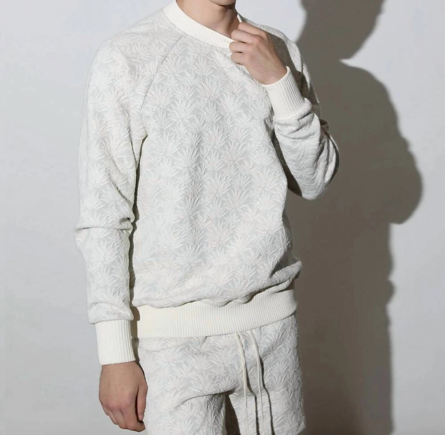 Agave 3D Blister Raglan Crewneck Top In Lavender