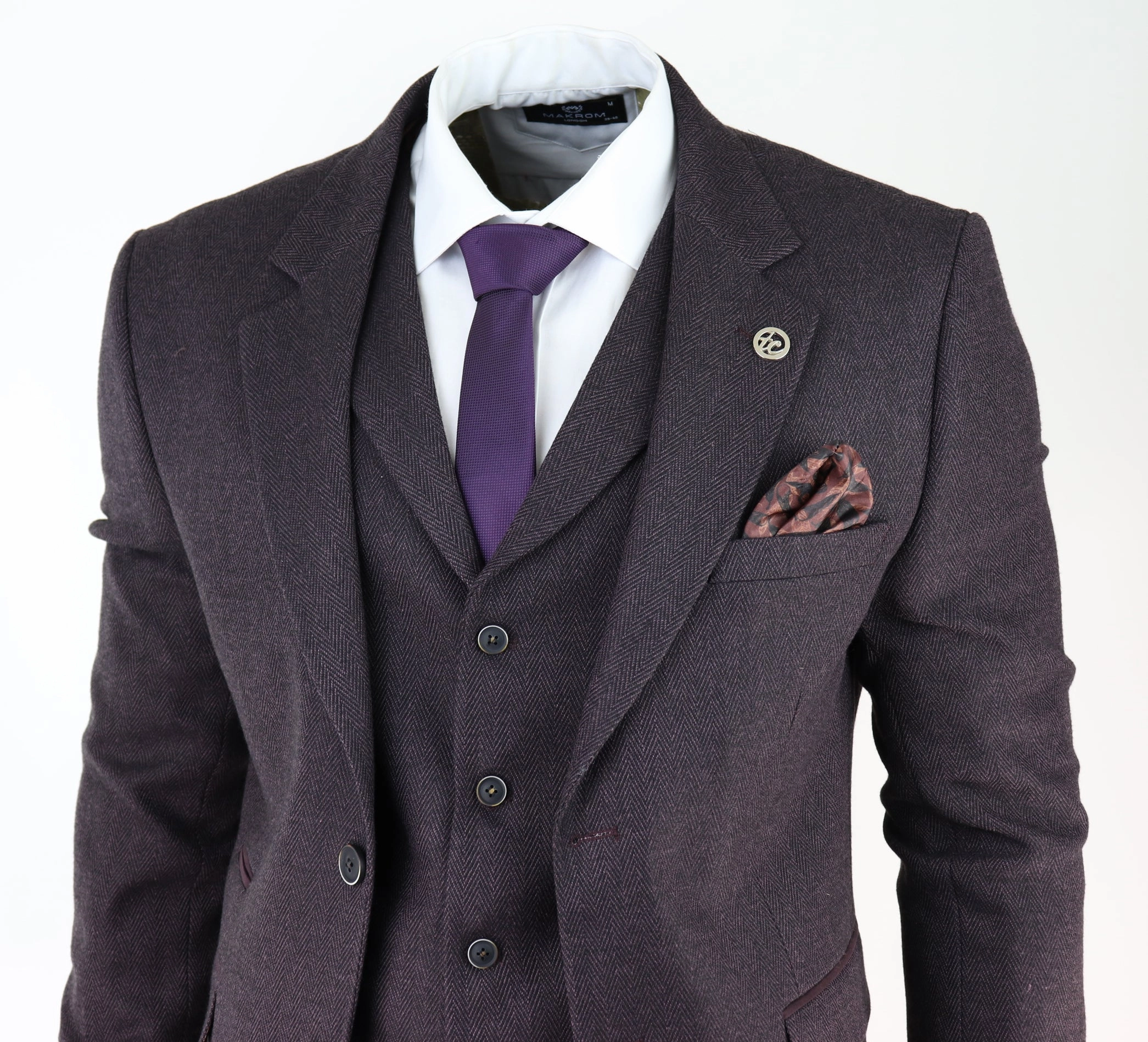AK-05 Herringbone Tweed 3 Piece Suit