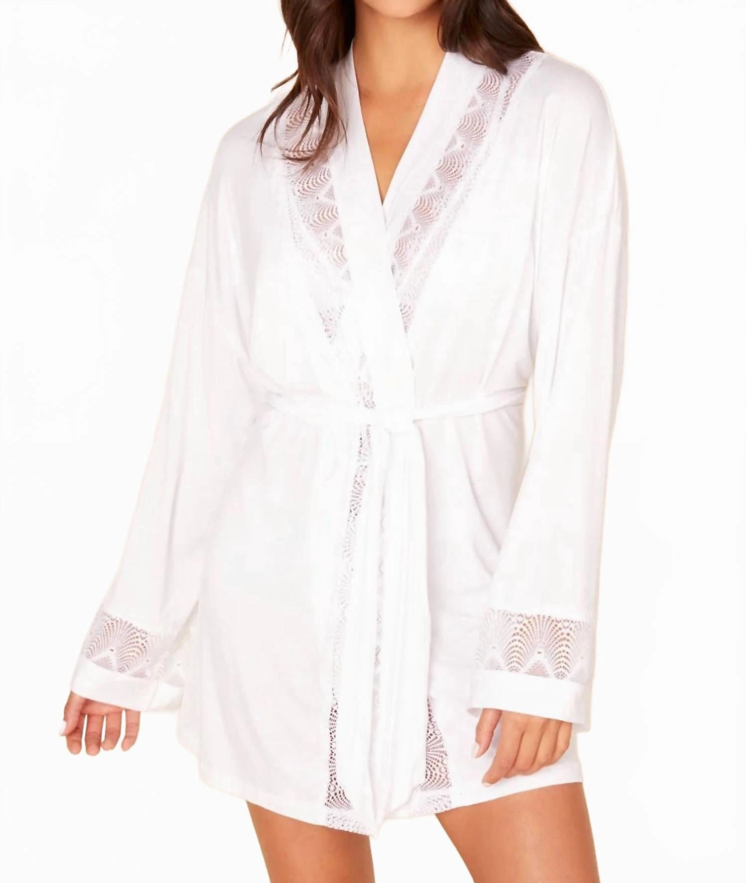 Allure Semi-Sheer Floral Robe In White