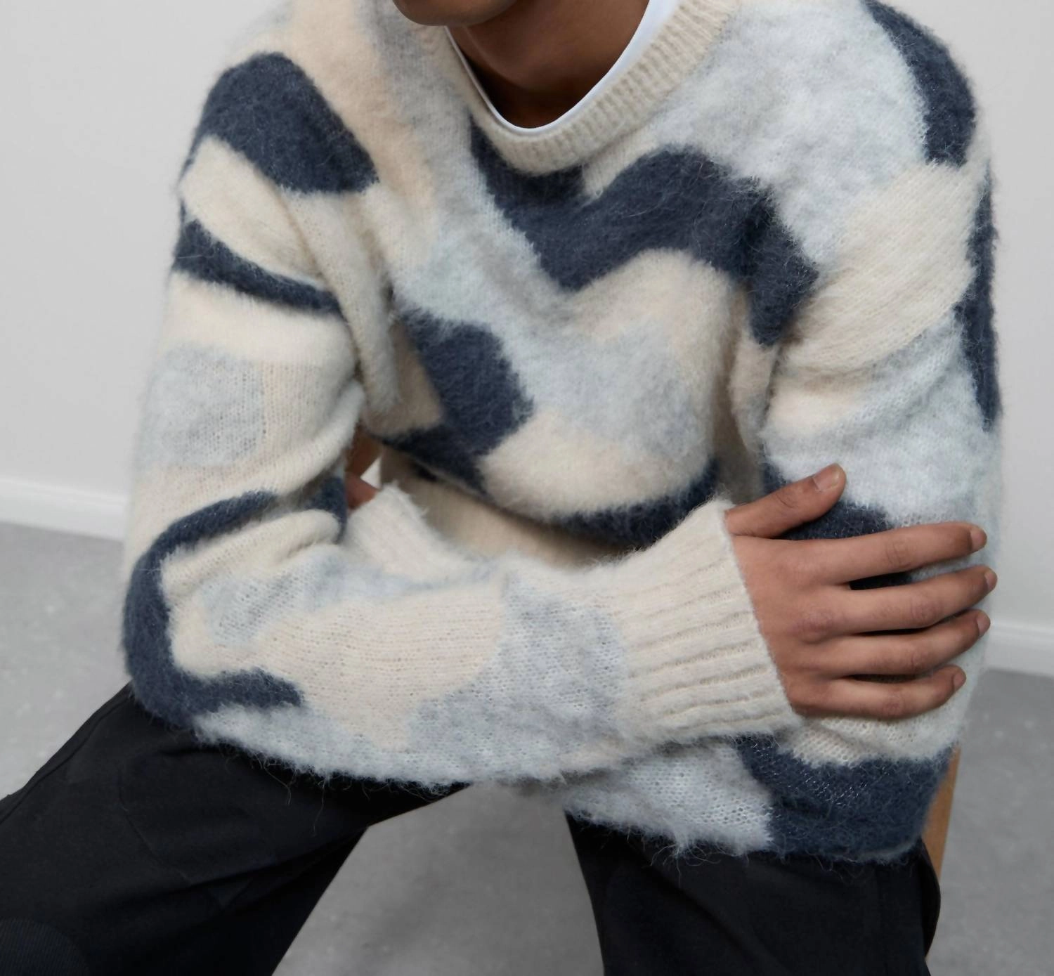 Alpaca Wool Mix Jumper In Fog Melange