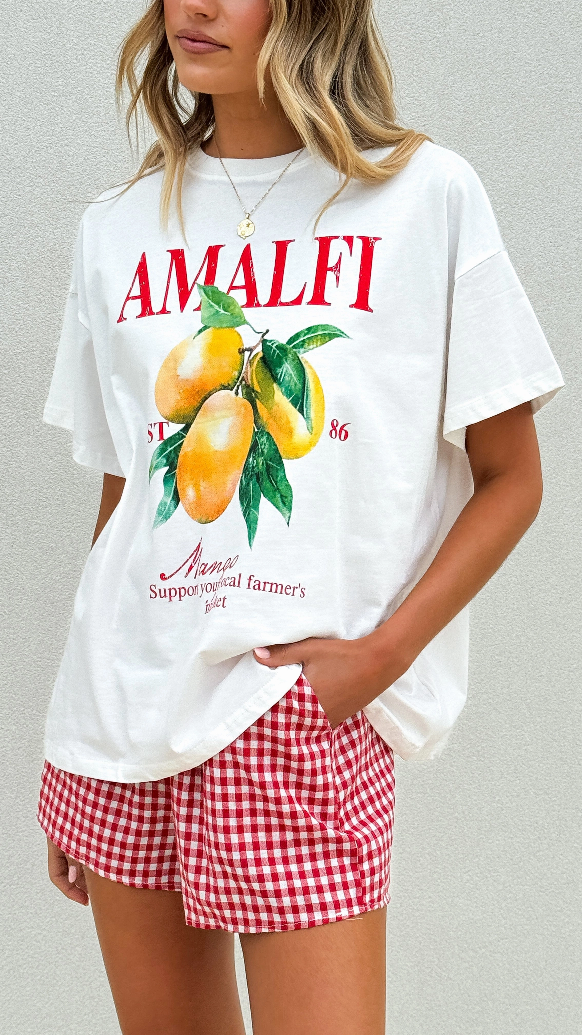 Amalfi Top and Shorts Set - Gingham Mango