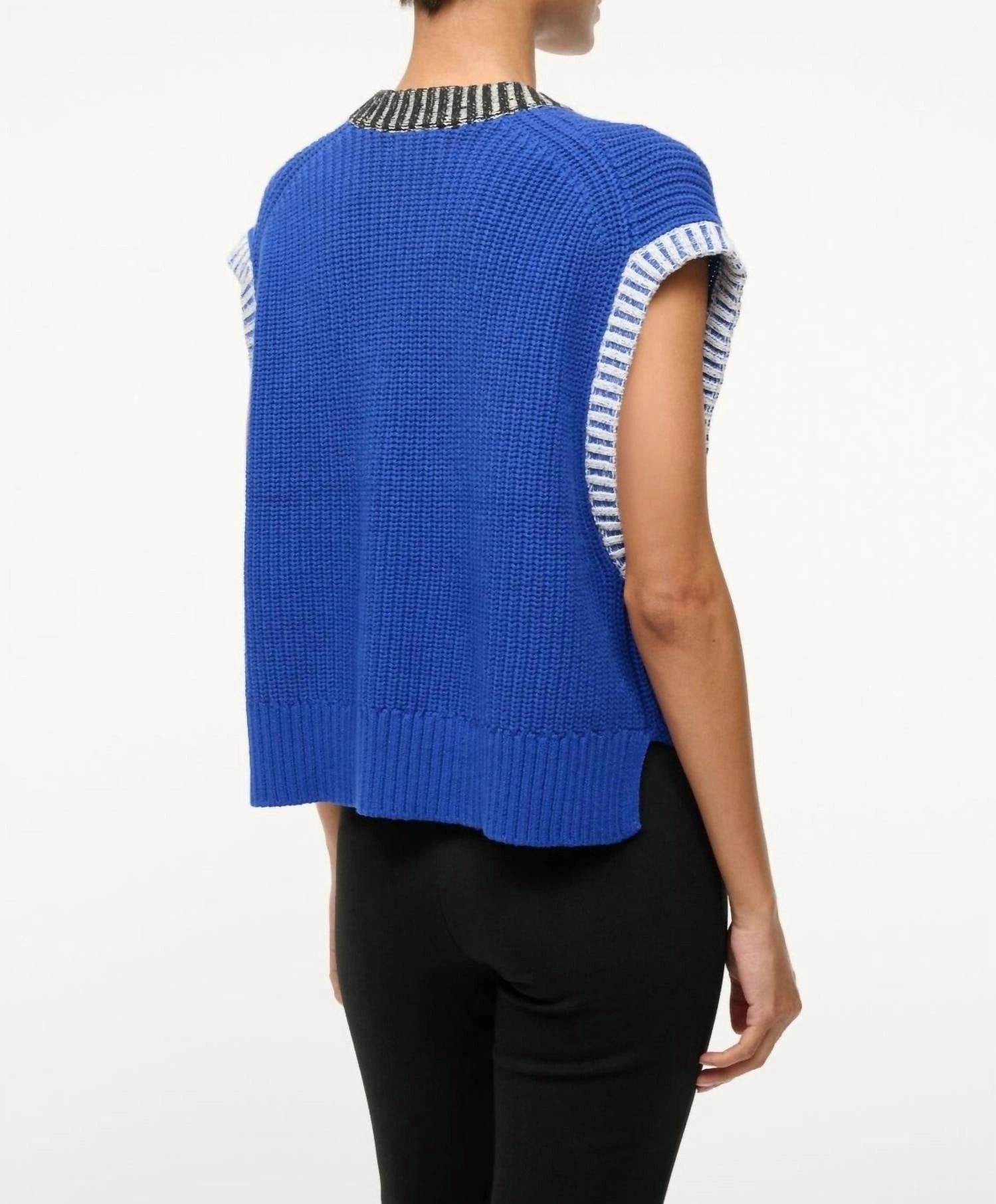 Americana Sweater In Deep Sea/black/ivory