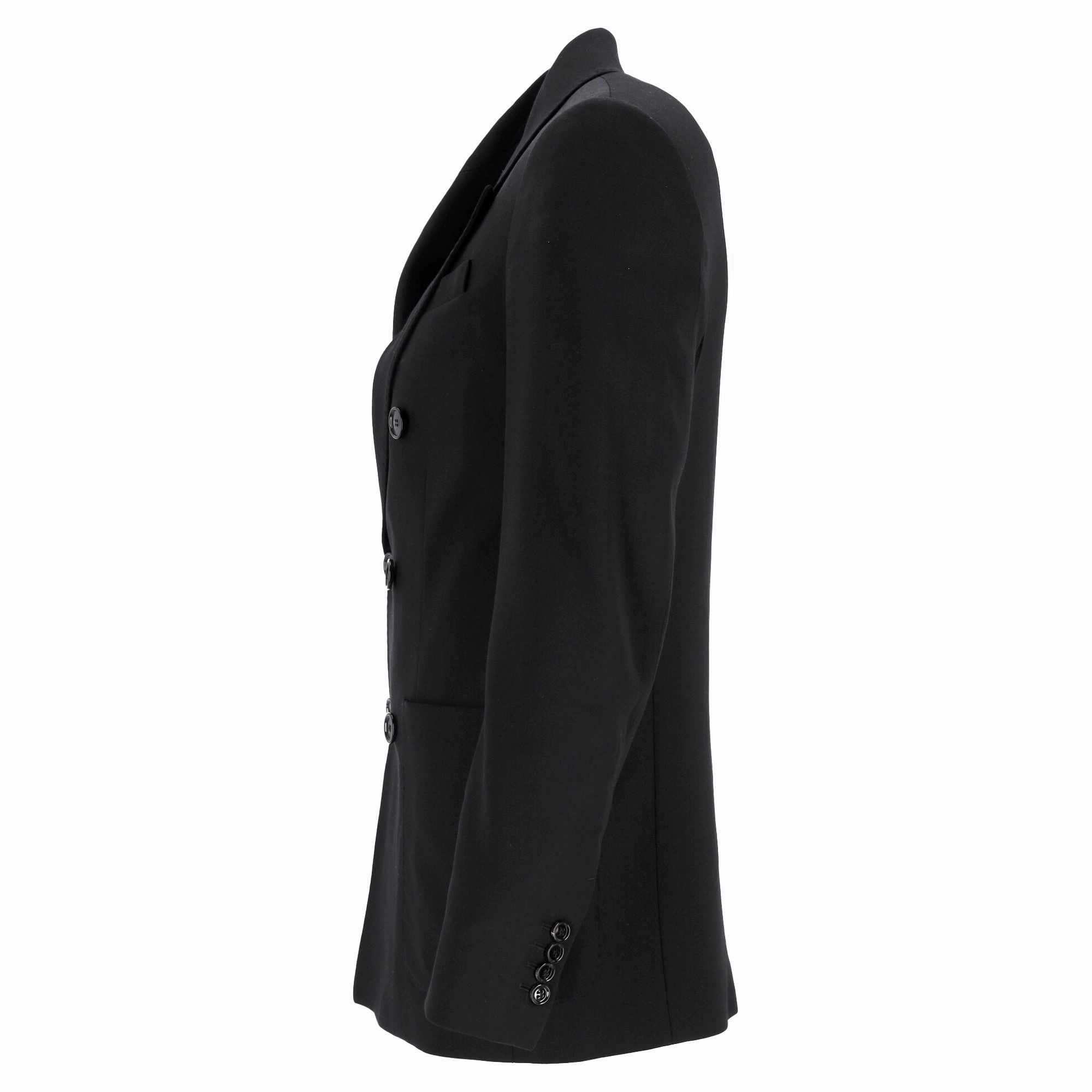 Ami Double-Breasted Blazer with Pockets in Black Wool