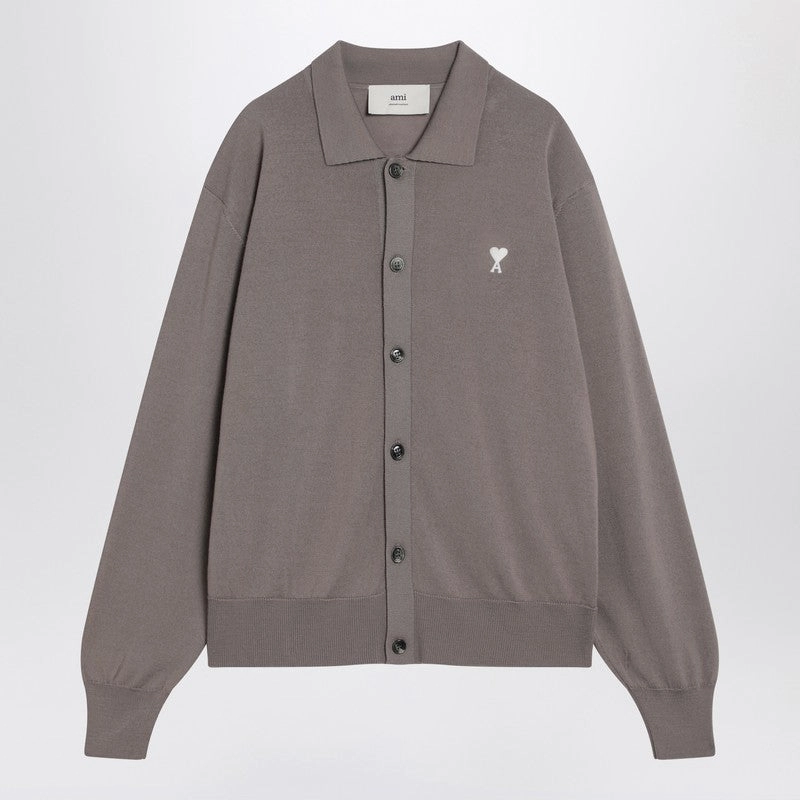 Ami Paris Men's Ami De Coeur Ash-Colou Cardigan