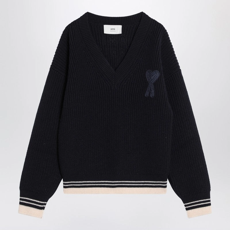 Ami Paris Men's blue Ami De Coeur Sweater