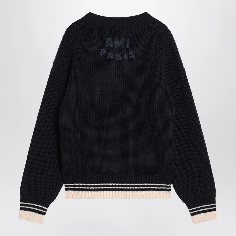 Ami Paris Men's blue Ami De Coeur Sweater