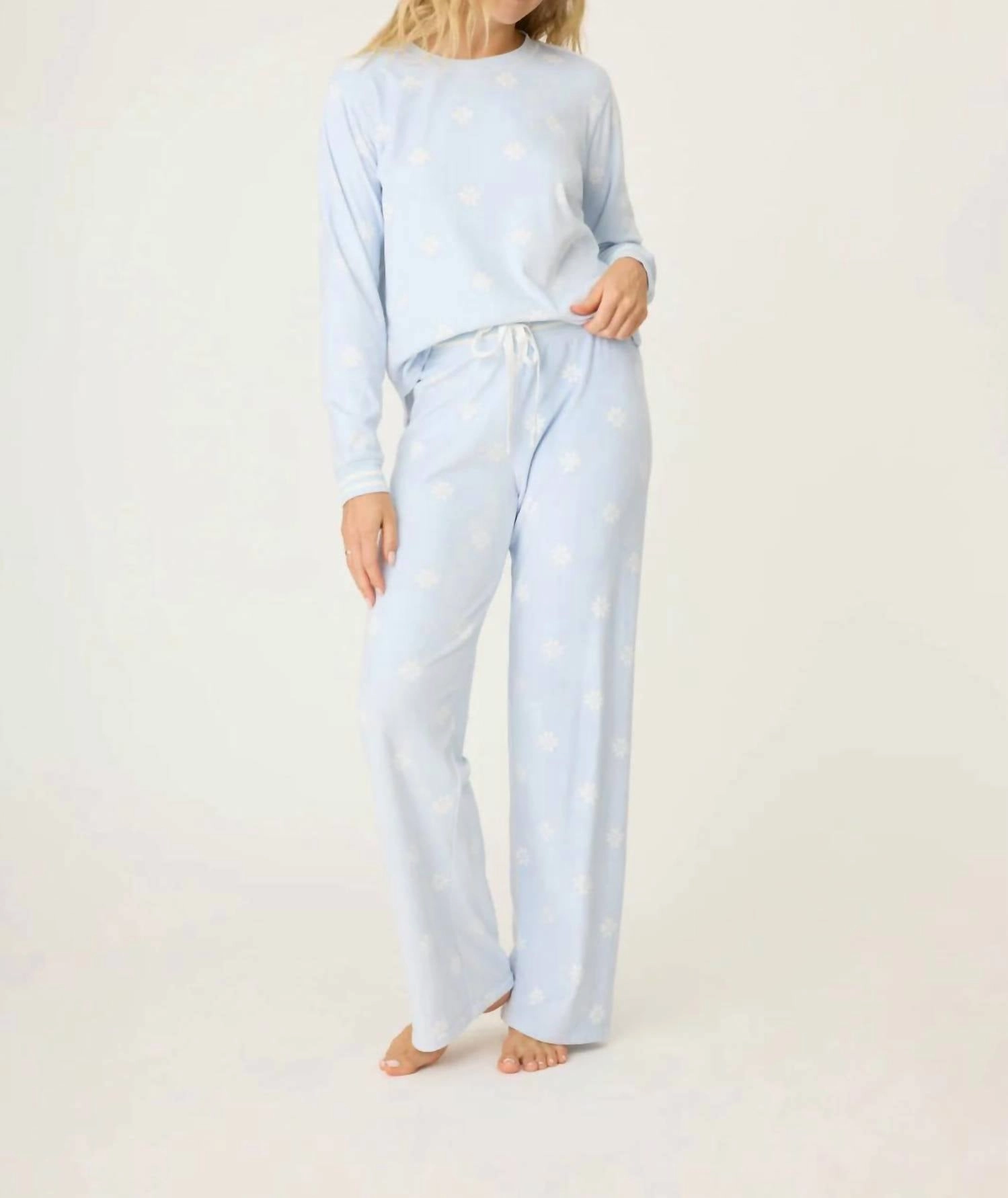 Aprs All Day Velour Pj Set In Blue Whisper