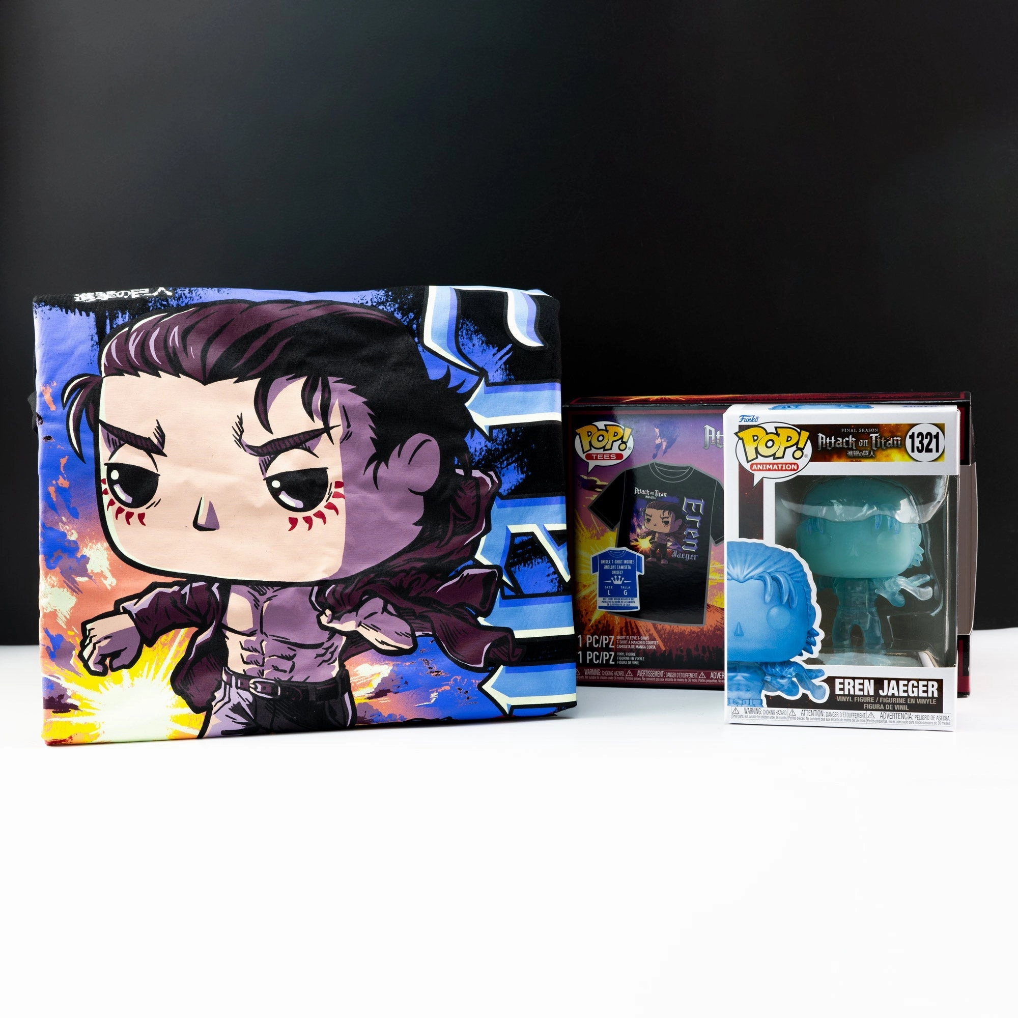 Attack On Titan Eren Jaegar (with Marks) Pop! Vinyl and Tee Set
