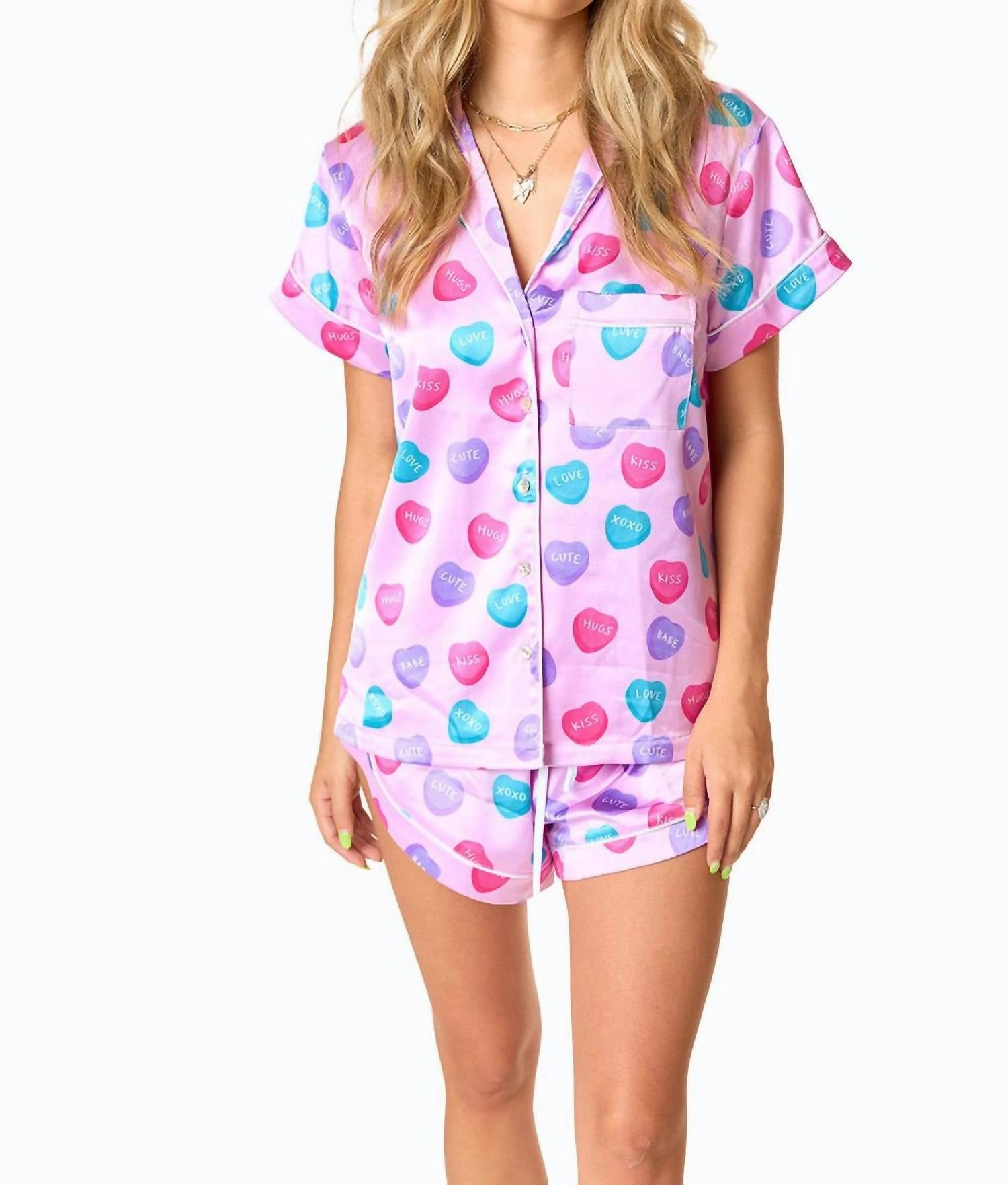 Aurora Pajama Set In Sweet Hearts