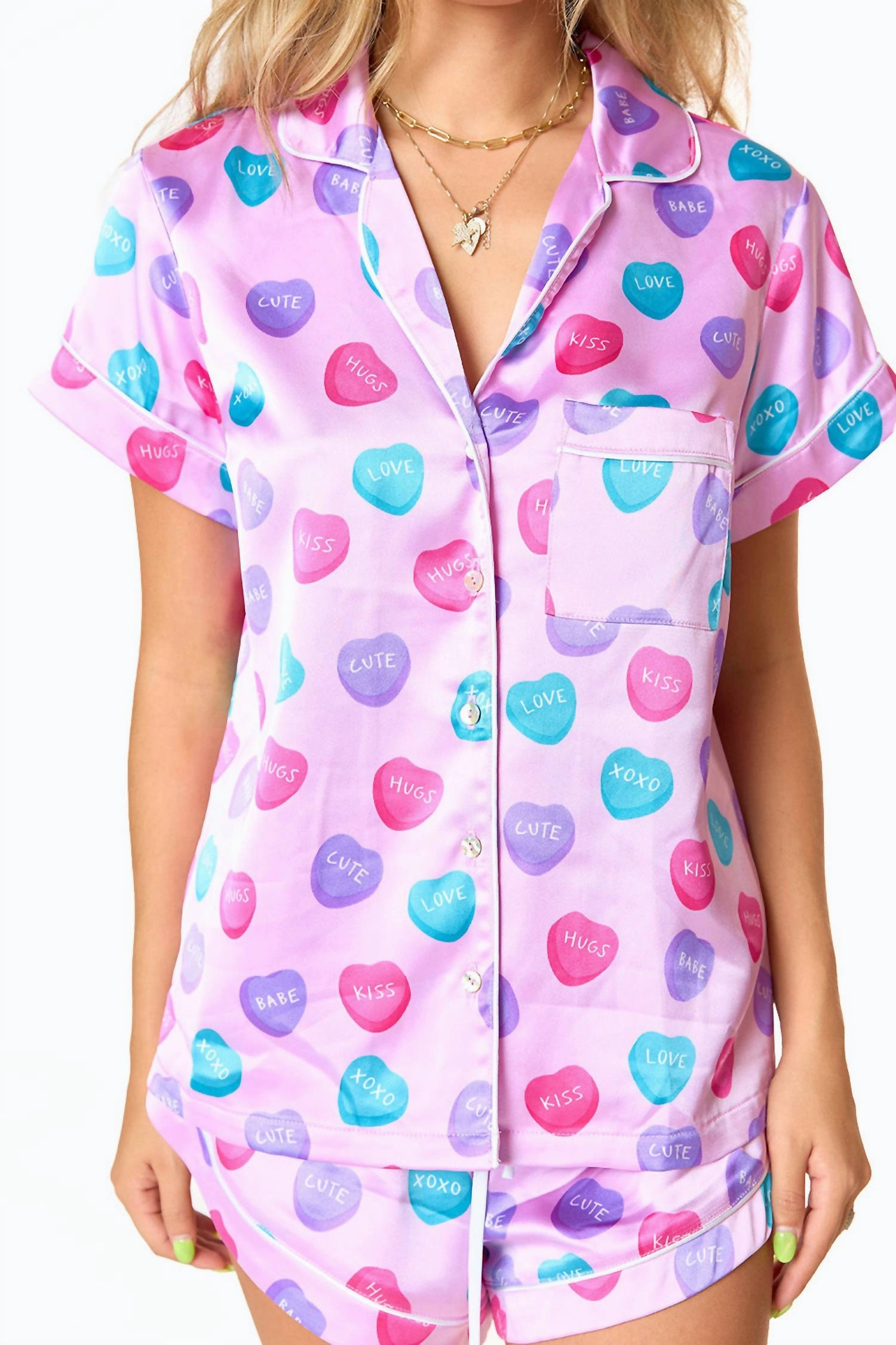 Aurora Pajama Set In Sweet Hearts