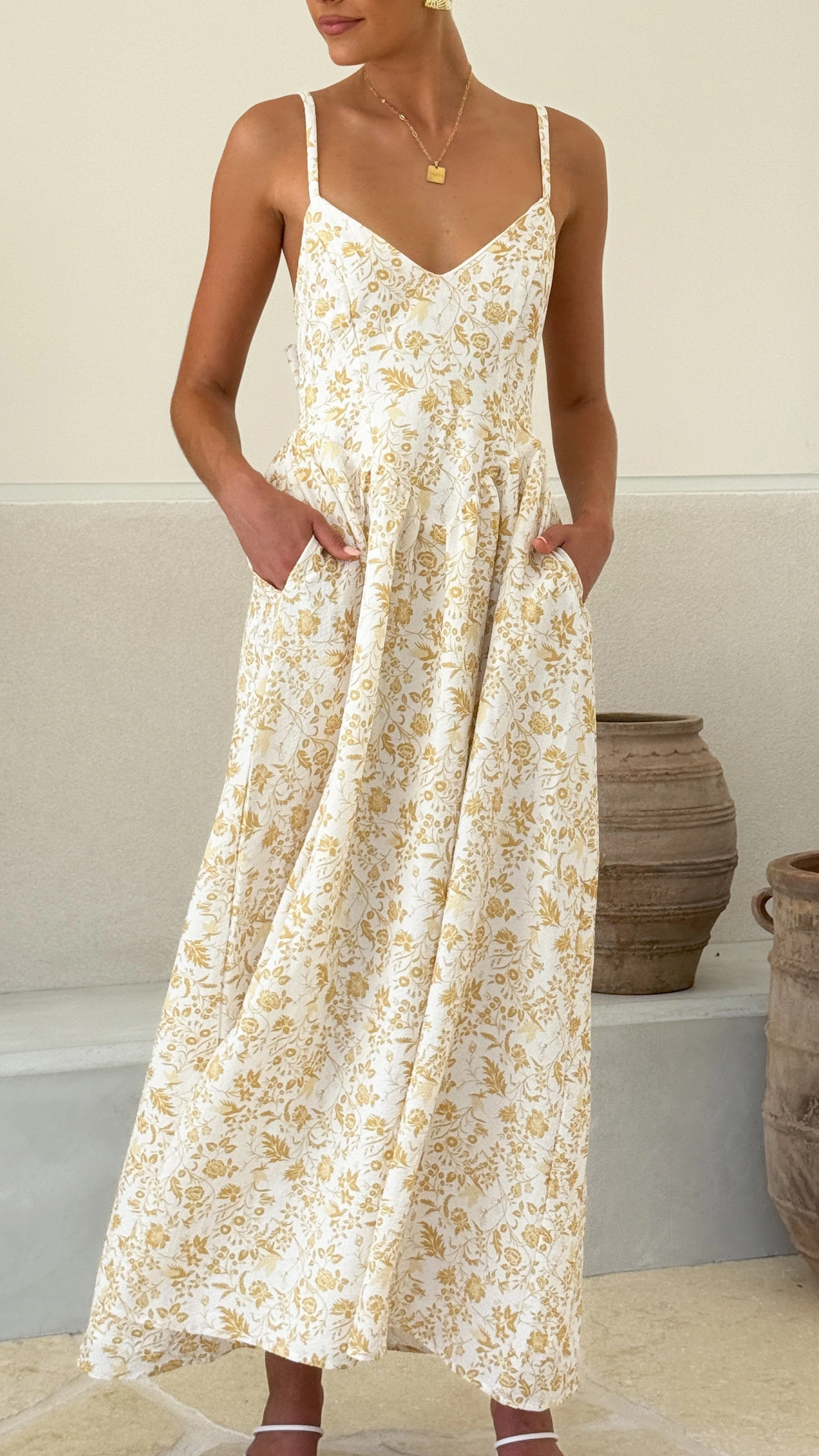 Azura Maxi Dress - Yellow Floral