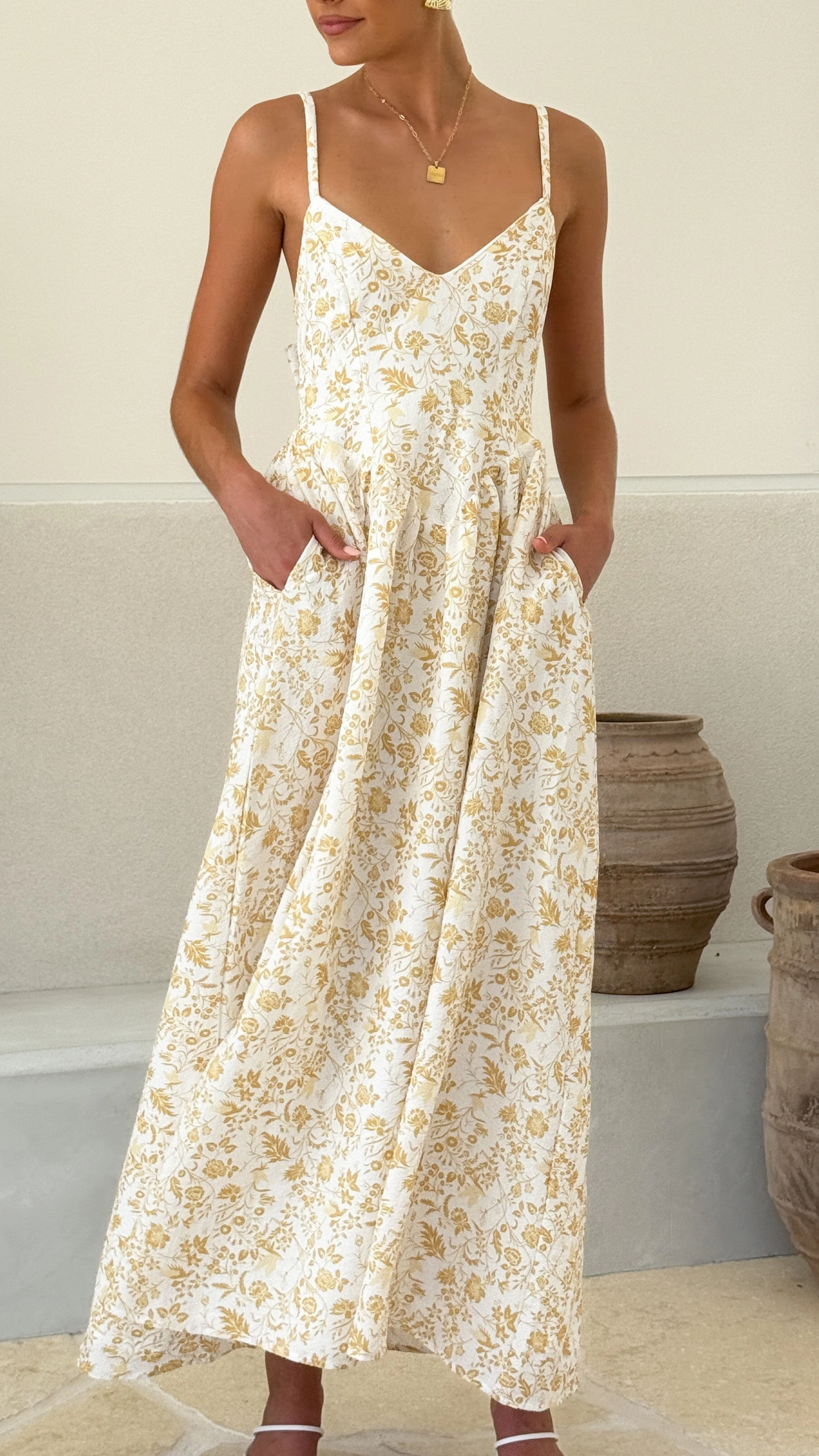 Azura Maxi Dress - Yellow Floral