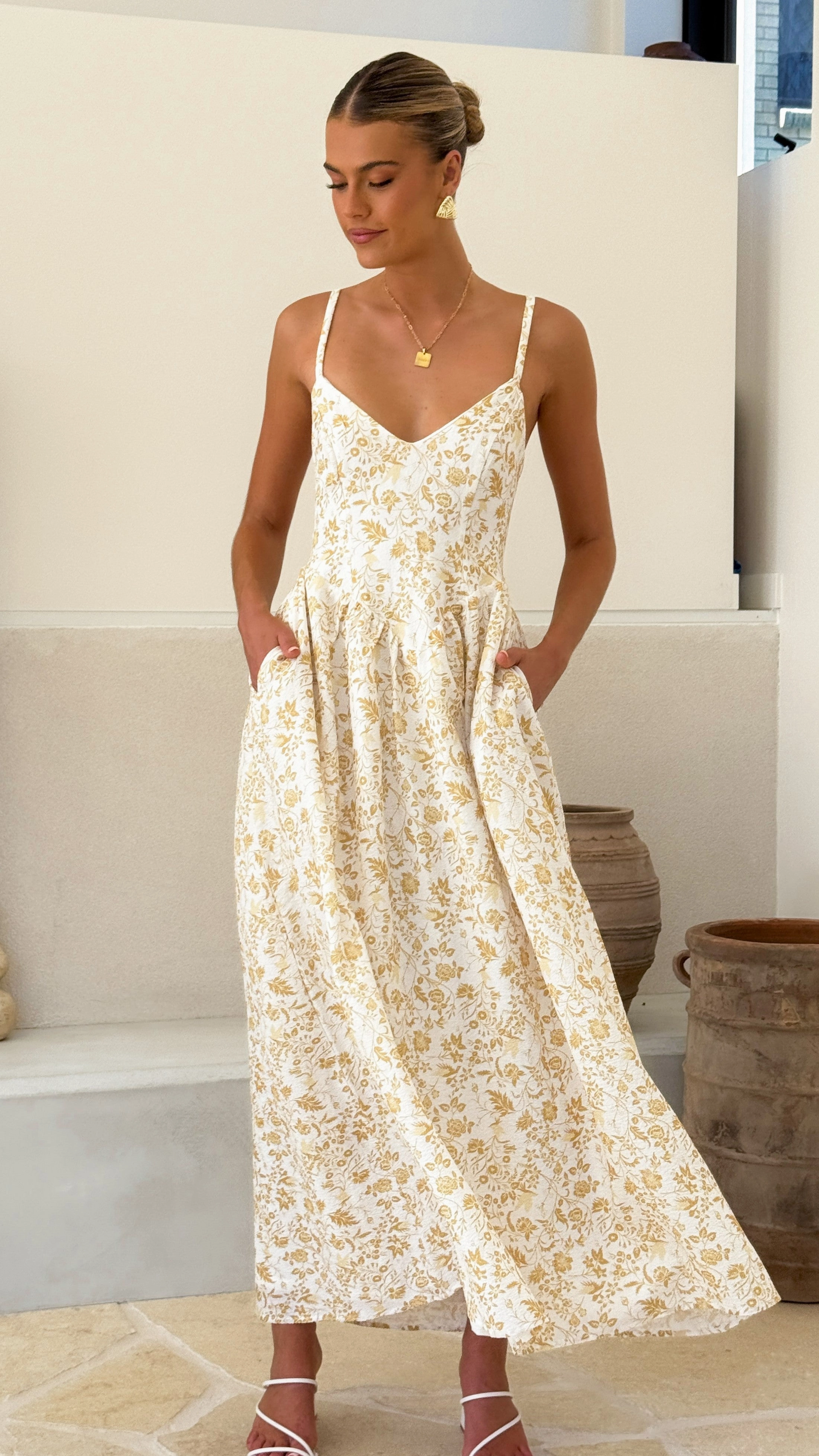 Azura Maxi Dress - Yellow Floral