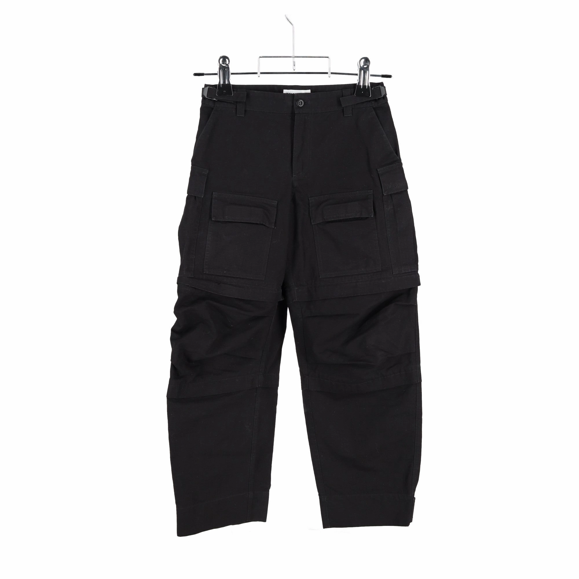 Balenciaga Flared Cargo Pants in Black Cotton