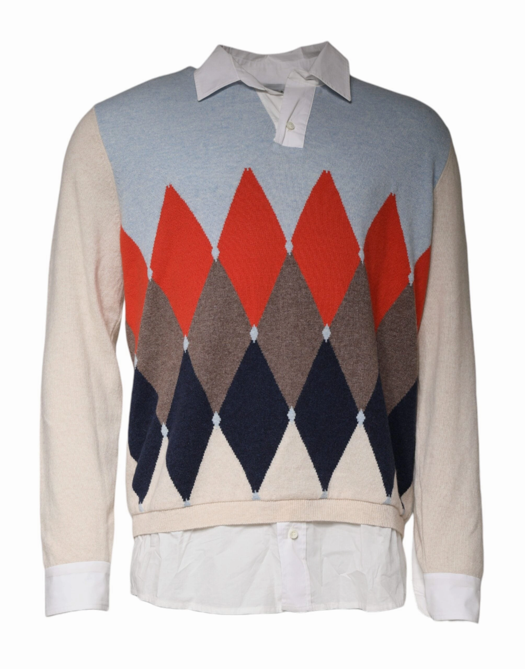 Ballantyne multi Patterned Colla Long Sleeves Pullover Men's Sweater (Pre-Owned)