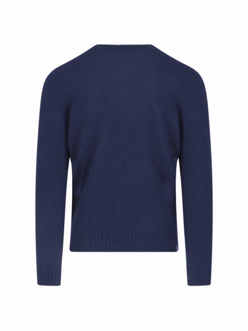 Basic Sweater In Blue Wool Navy Tone