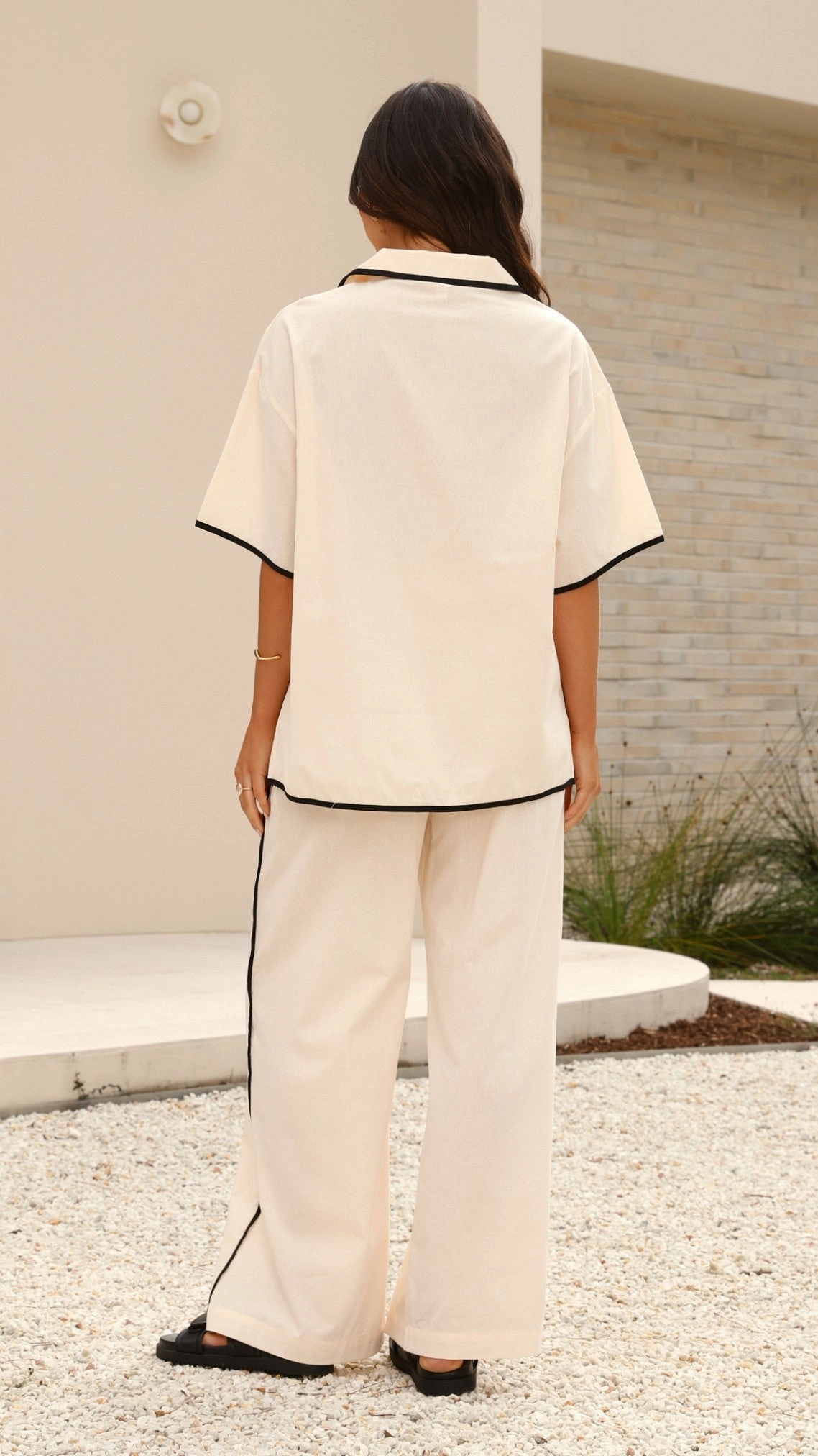Basima Pants - Beige / Black