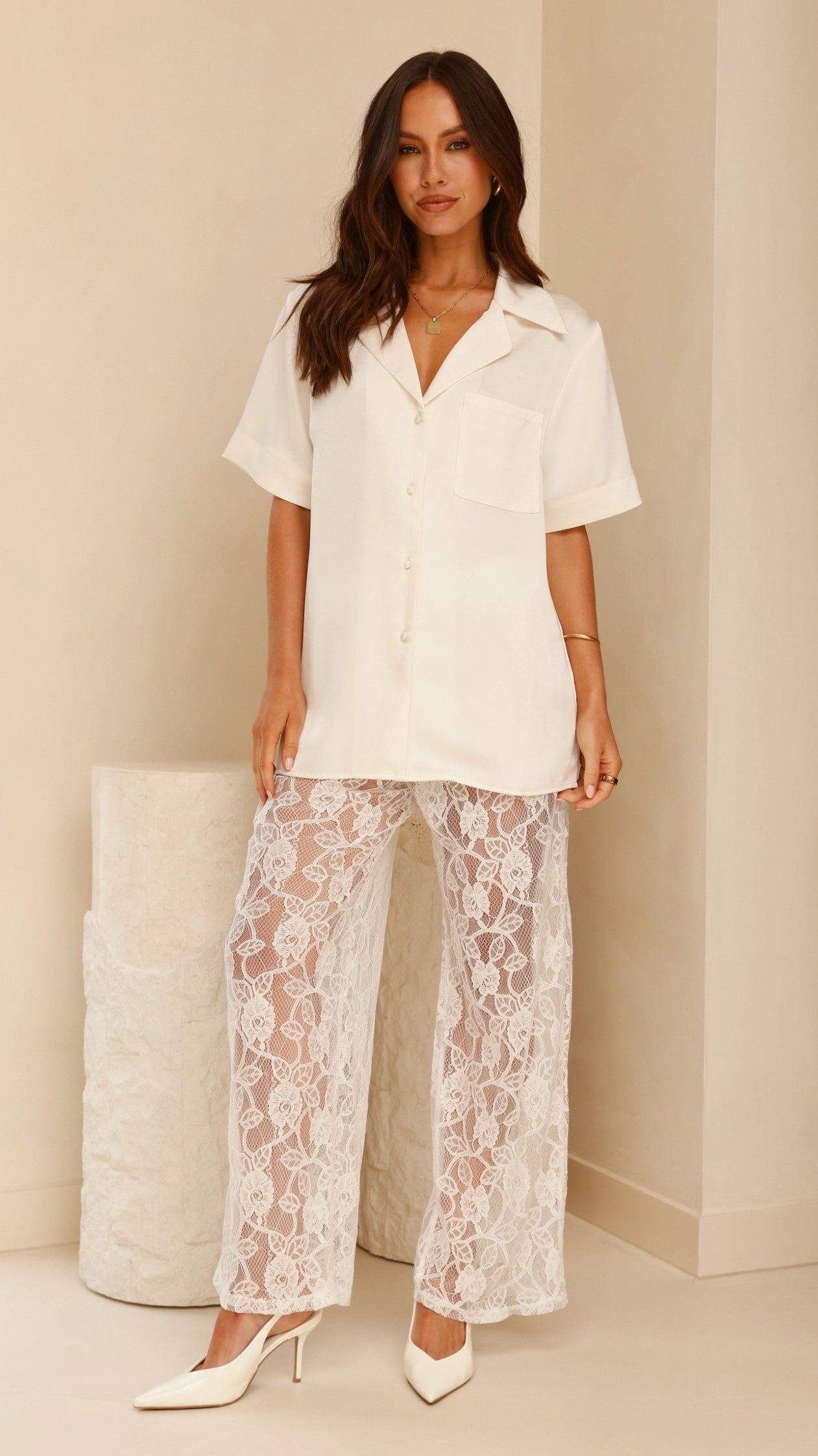Baxter Pant - White Lace