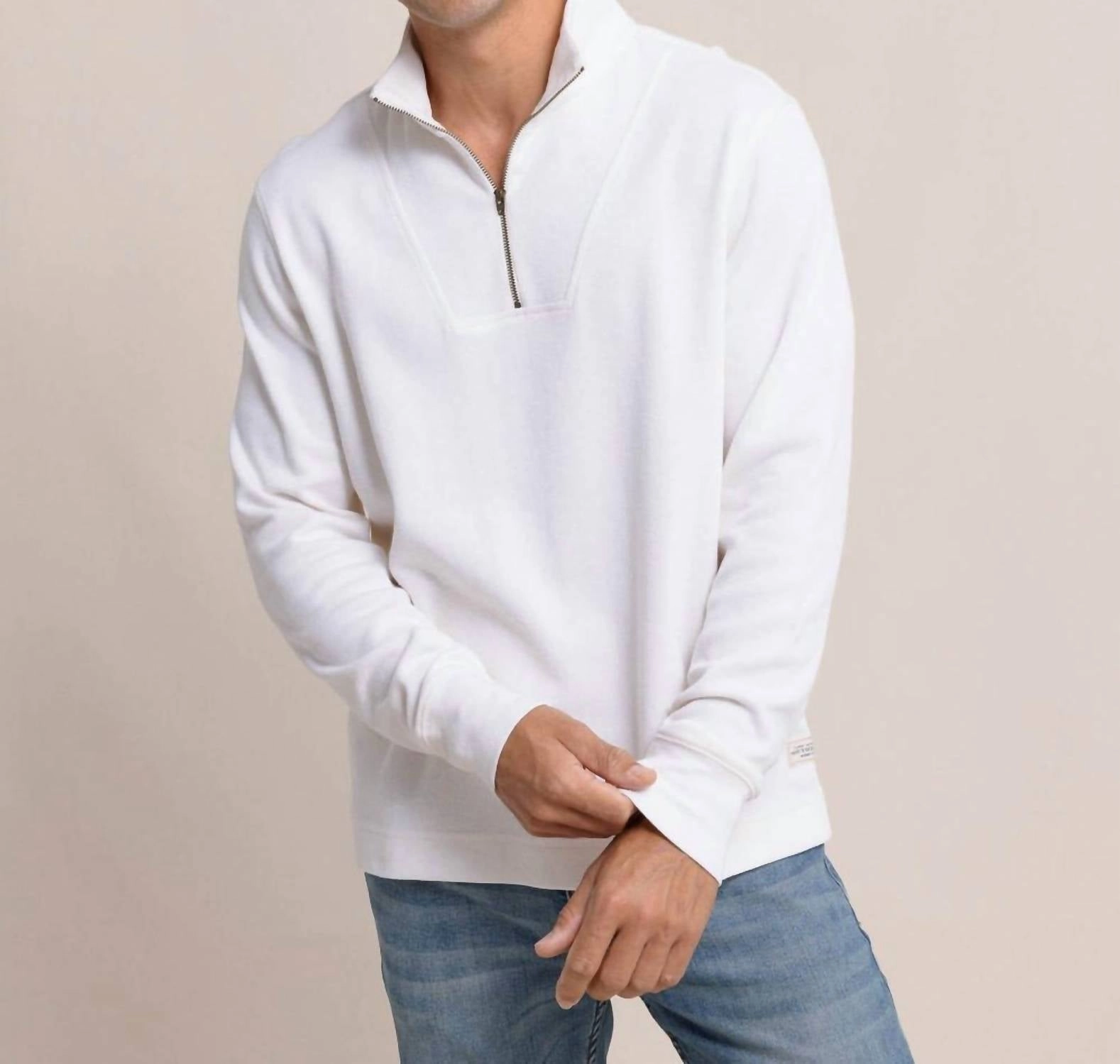 Bay Berry Quarter Zip Sweater In Sand White
