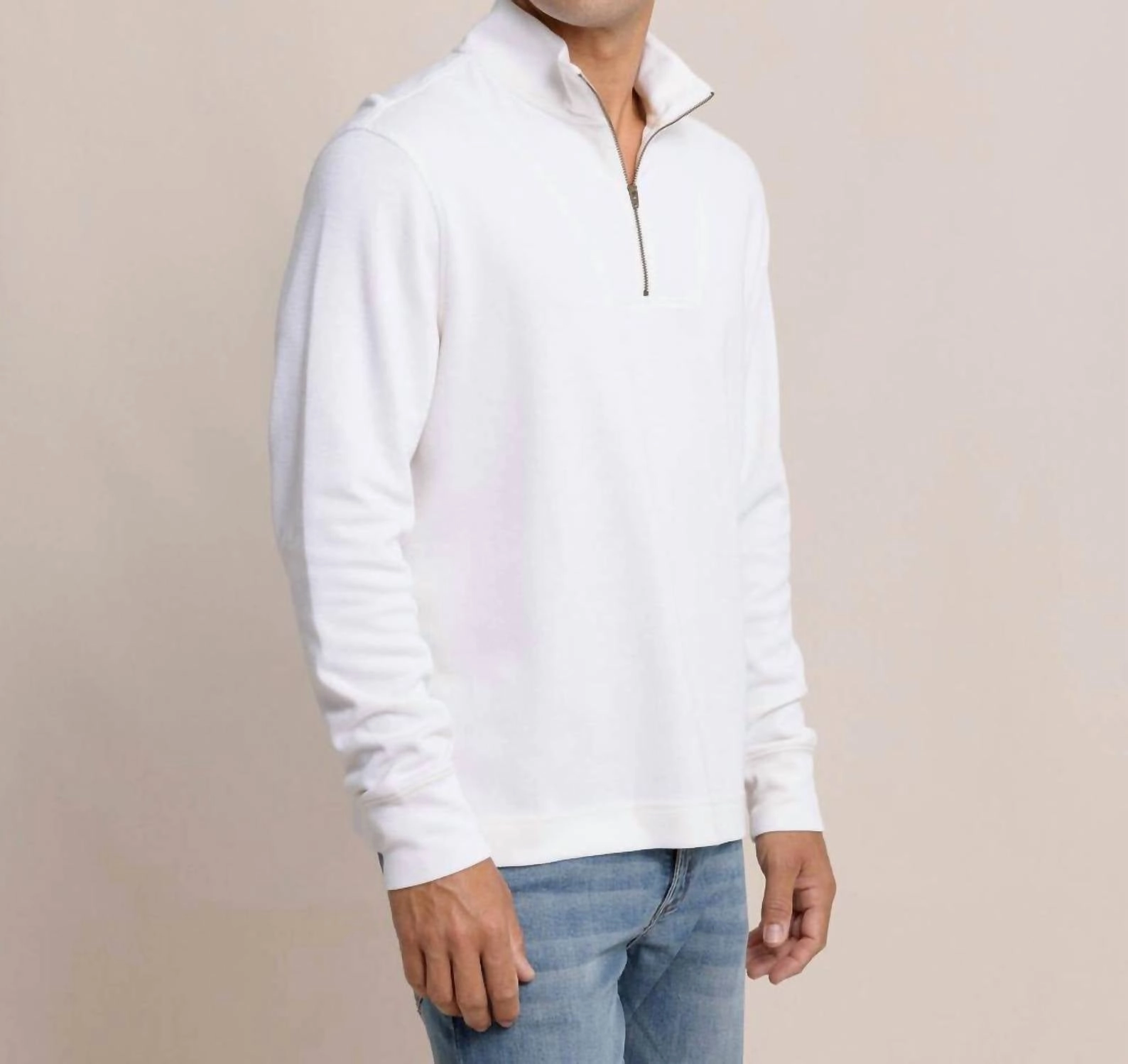 Bay Berry Quarter Zip Sweater In Sand White