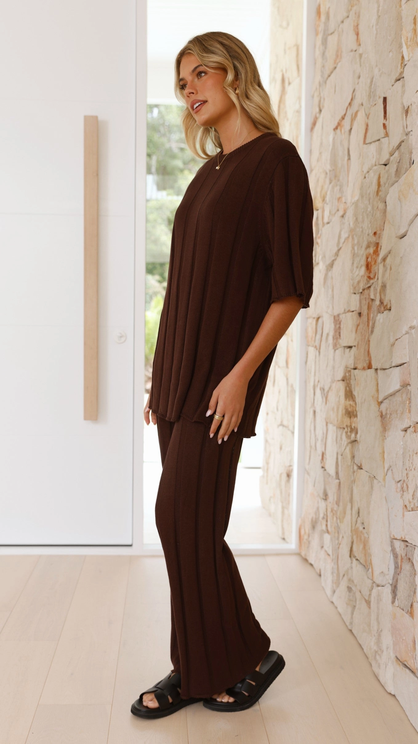 Bayu Knit Pants - Brown