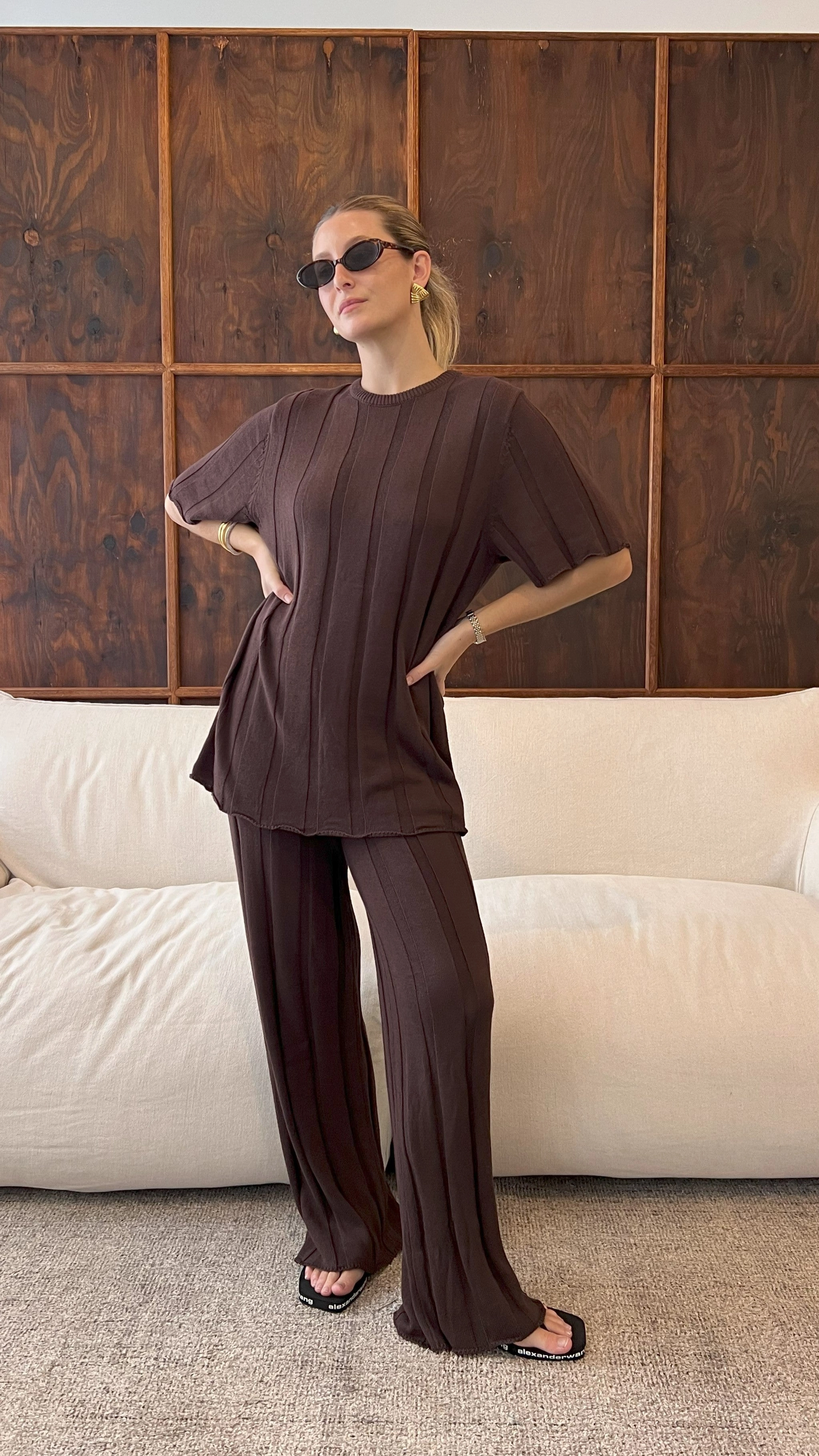 Bayu Knit Pants - Brown