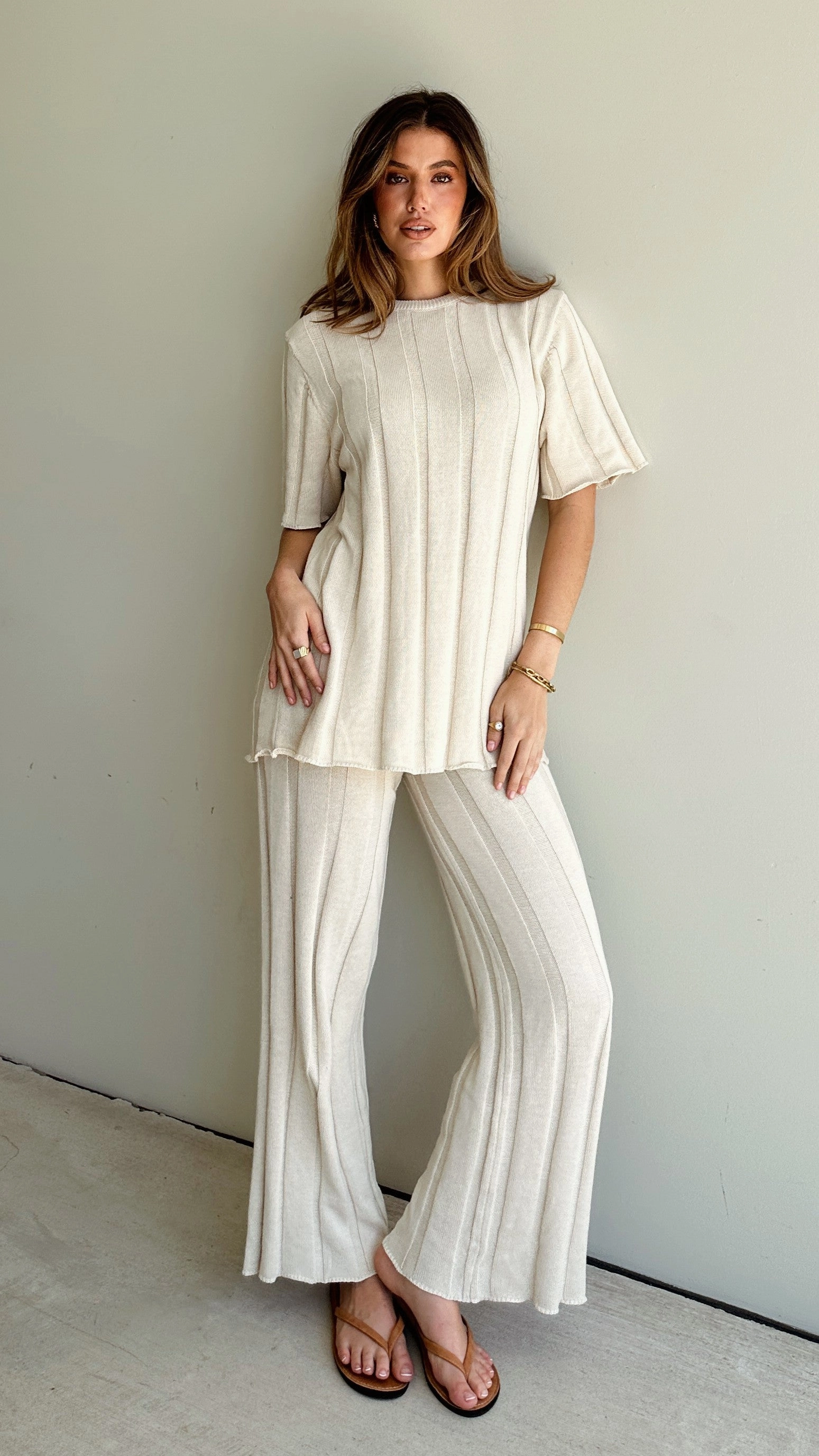Bayu Knit Pants - Cream