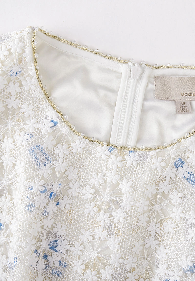 Beige Dreamy Embroiderd Sleeveless Dress