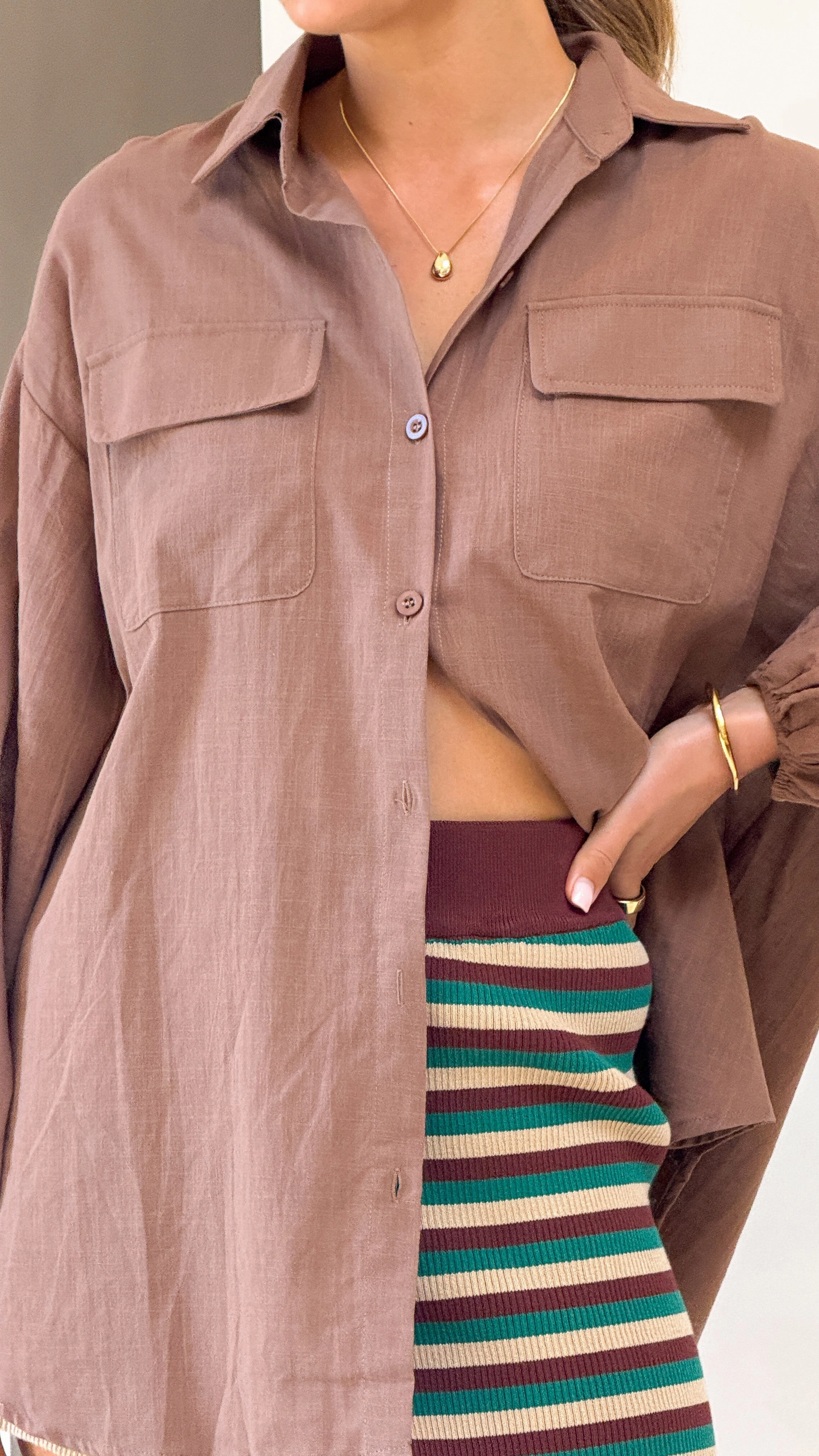 Bianca Knit Ribbed Shorts - Green Stripe