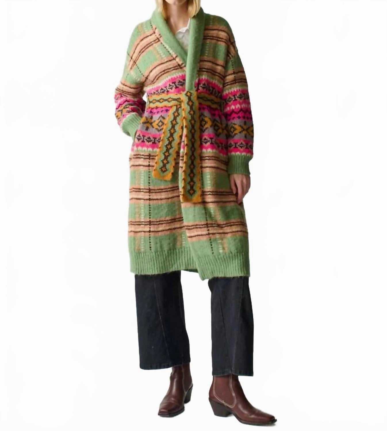 Bianca Plaid Fair Isle Robe In Multi