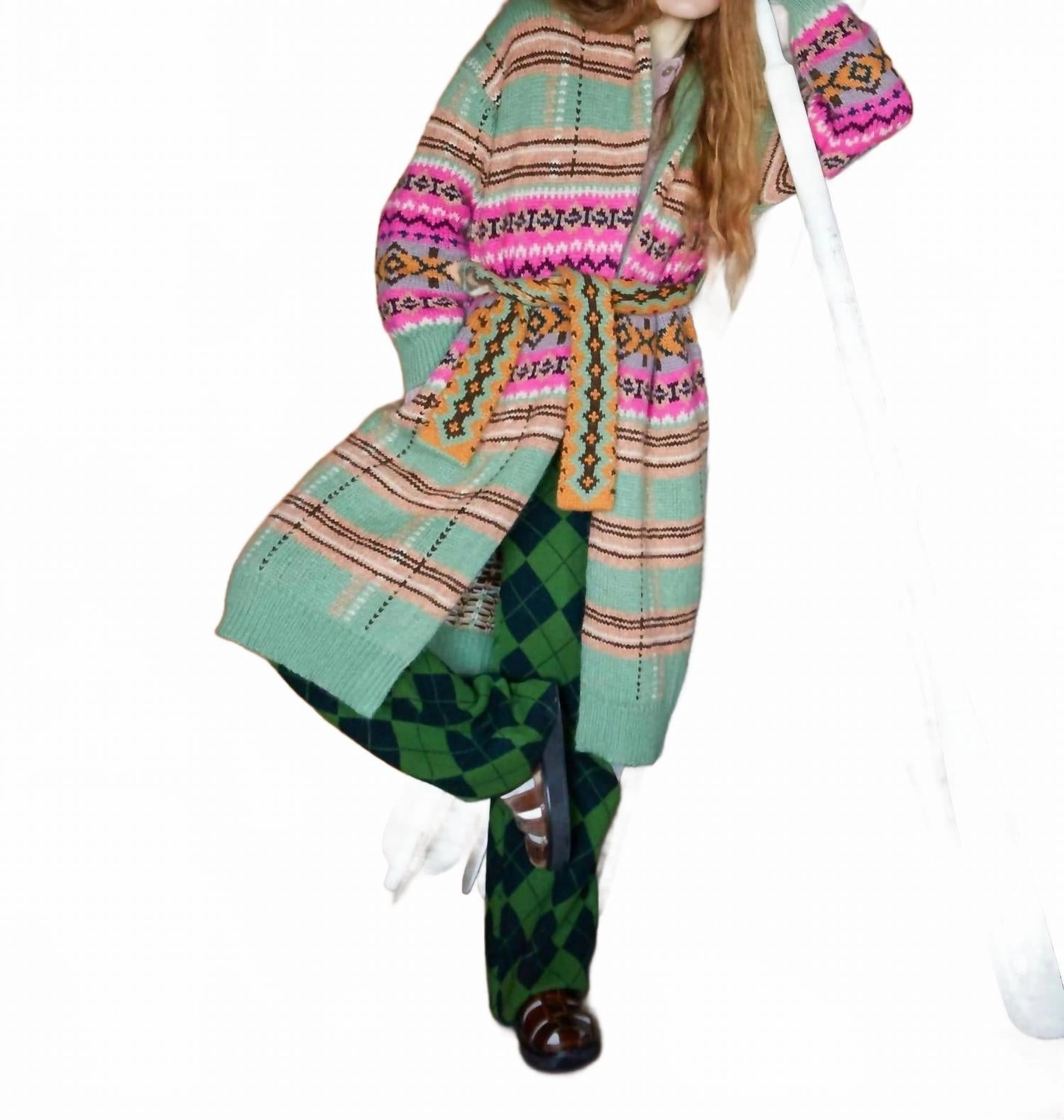 Bianca Plaid Fair Isle Robe In Multi