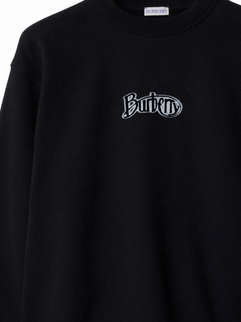Black Cotton Blend Logo Print Sweatshirt