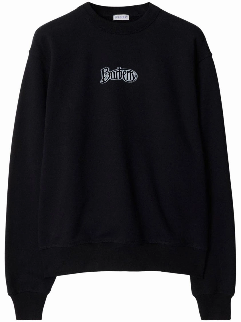 Black Cotton Blend Logo Print Sweatshirt