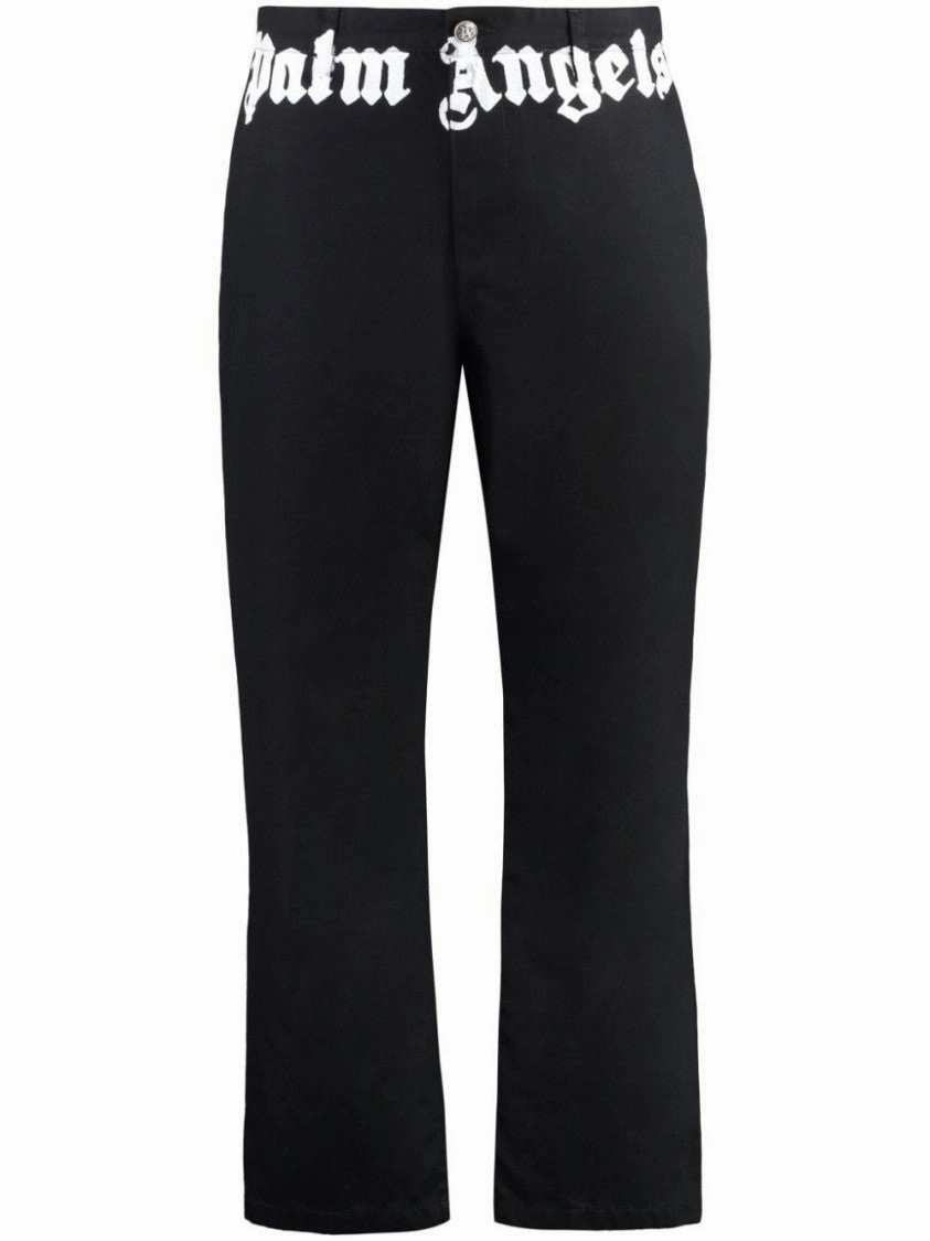 Black Cotton Logo Trousers