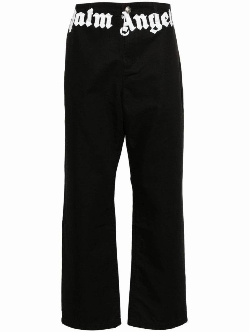 Black Cotton Logo Trousers