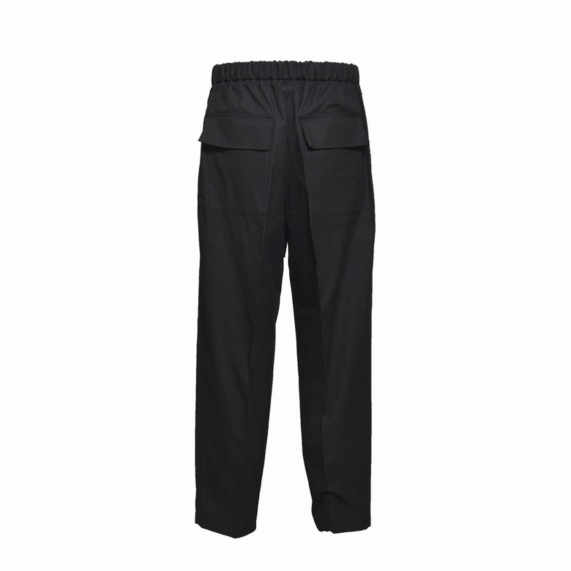 Black Cotton Straight Trousers