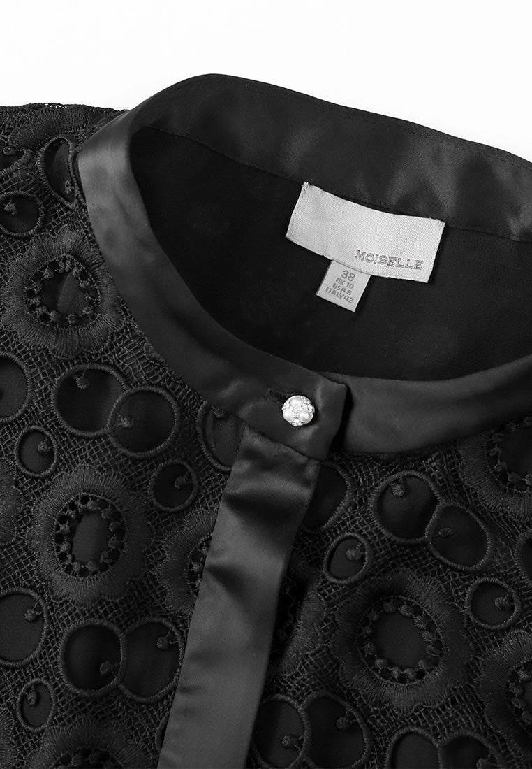Black Lace Stand Collar Dress