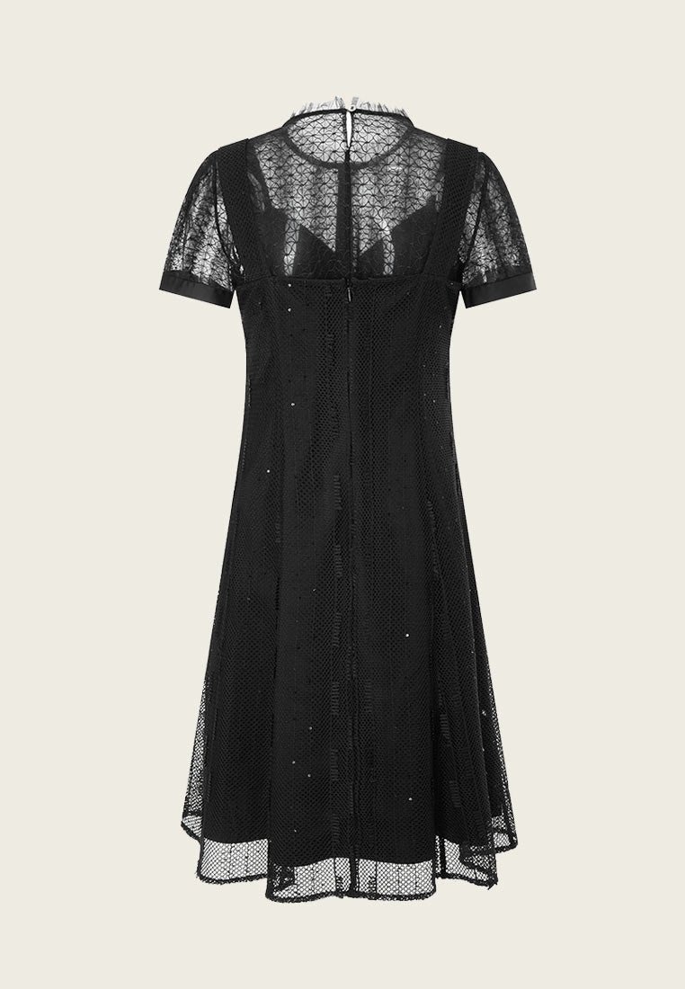 Black Lace Two-piece Cocktail Dress