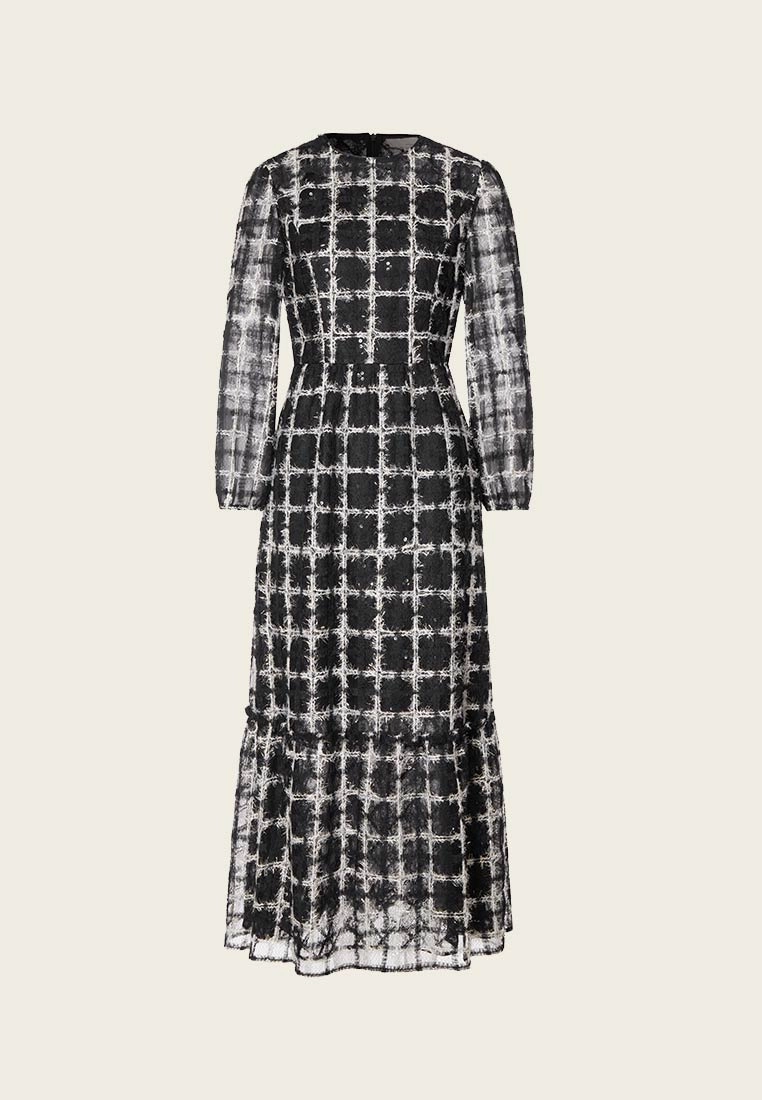 Black Lurex Mesh Maxi Dress